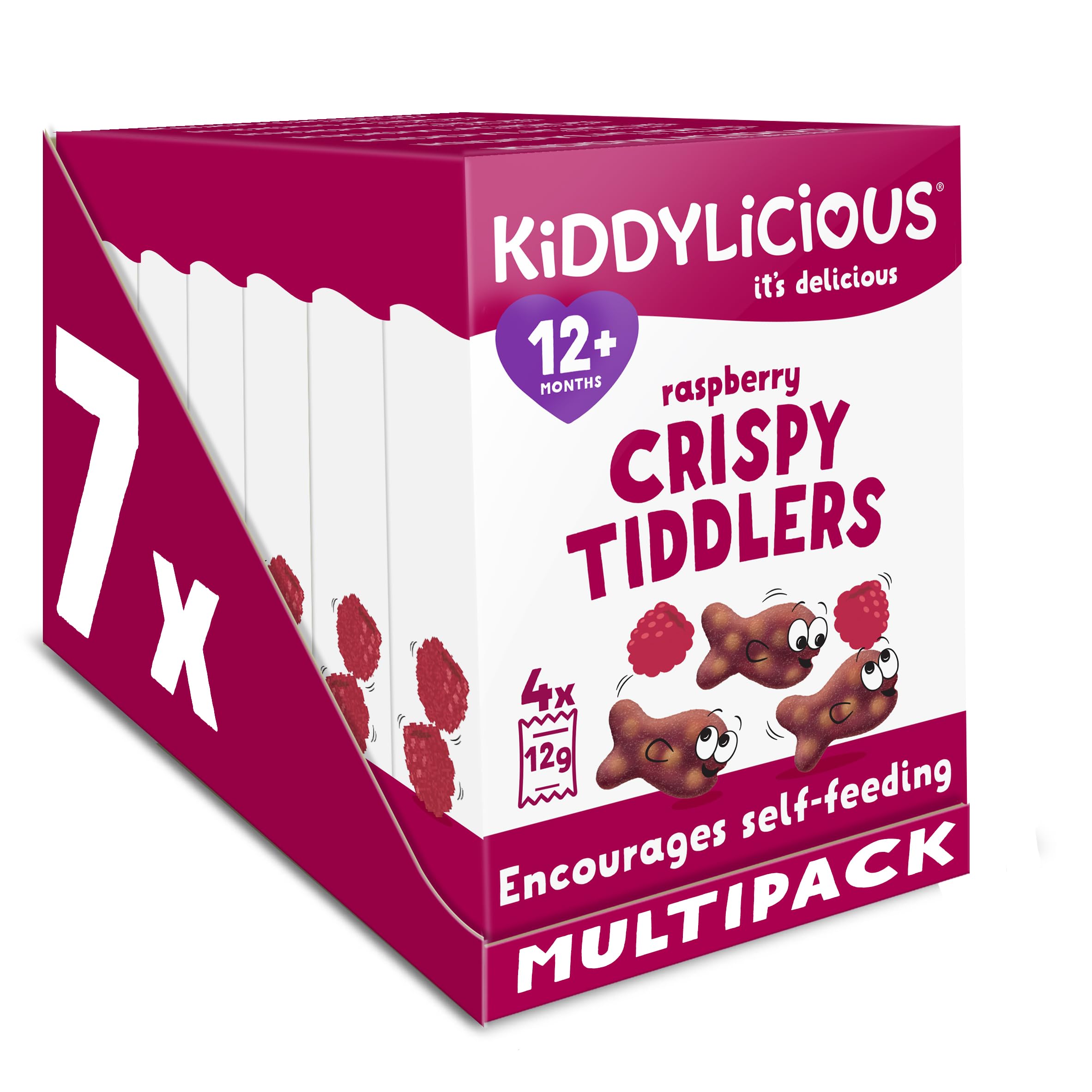 Kiddylicious Crispy Tiddlers Raspberry - Real Fruit Kids Snack 510g 1