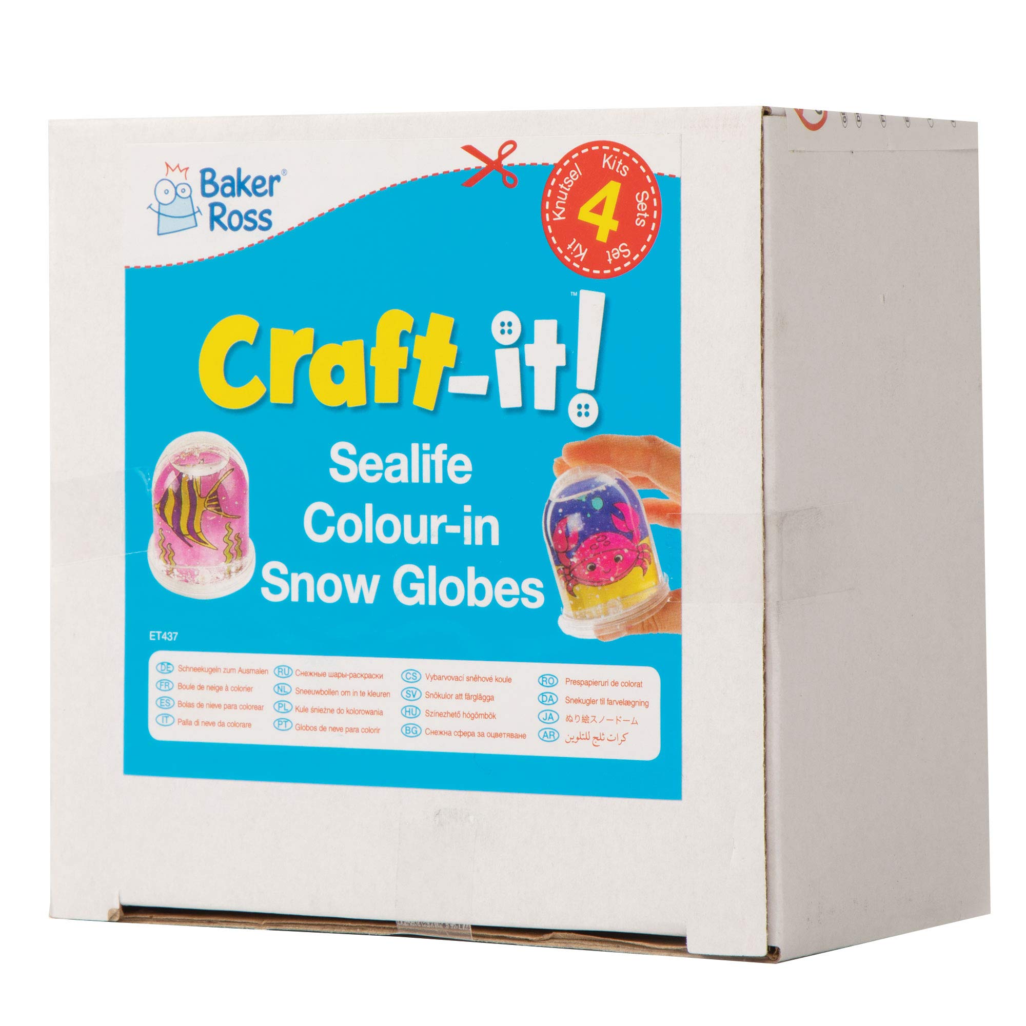 Baker Ross ET437 Sealife Colour-In Snow Globes (Box of 4) Craft Kit 6