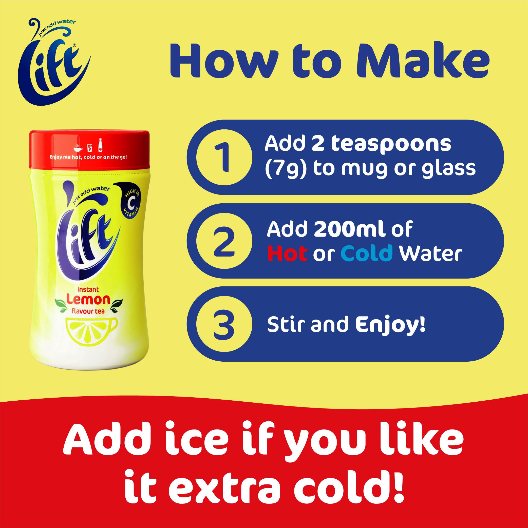 Lift - Instant Lemon Flavoured Tea 6 x 165g Jars 2