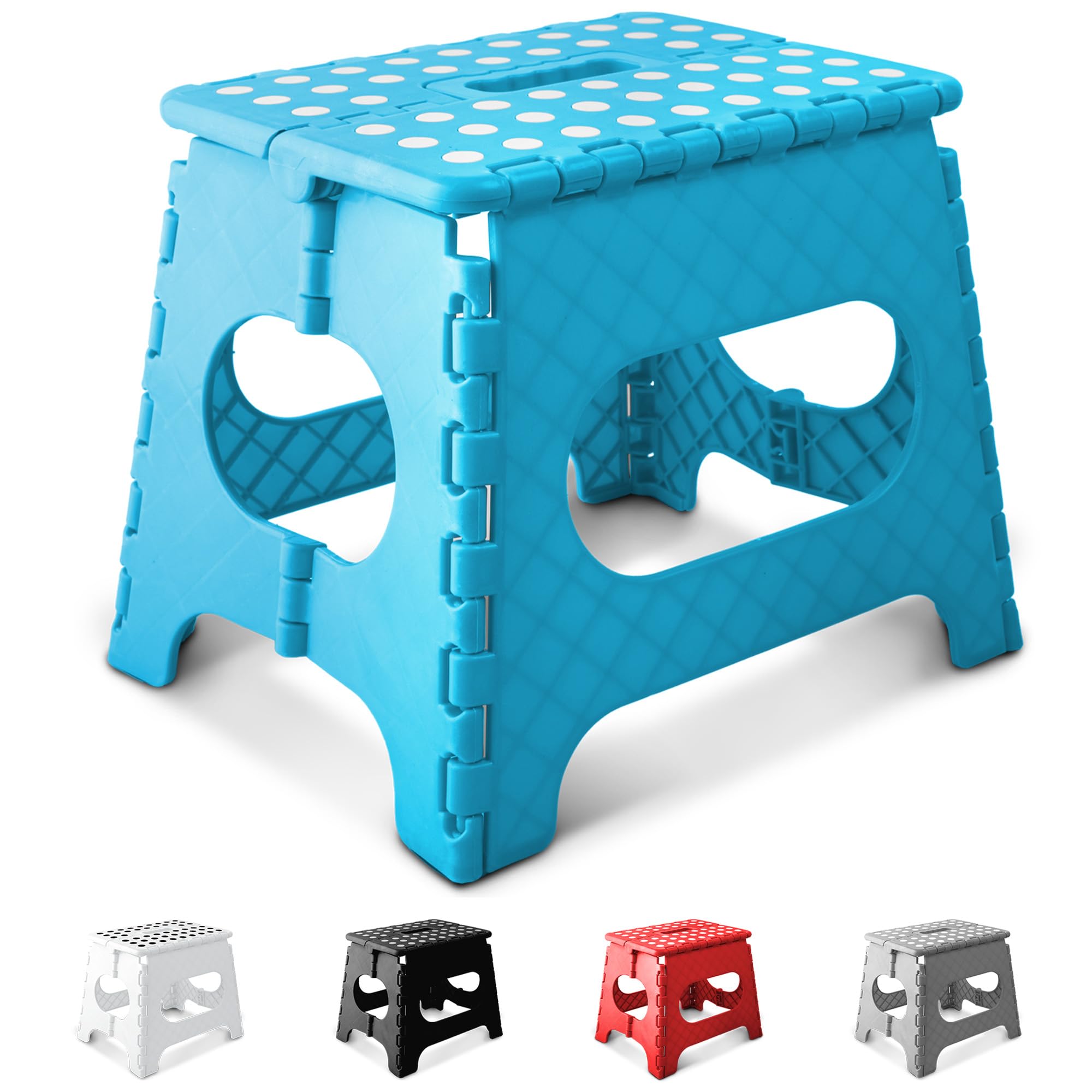 KEPLIN 11 Inch Heavy Duty Folding Step Stool | 150kg Capacity | Blue Plastic