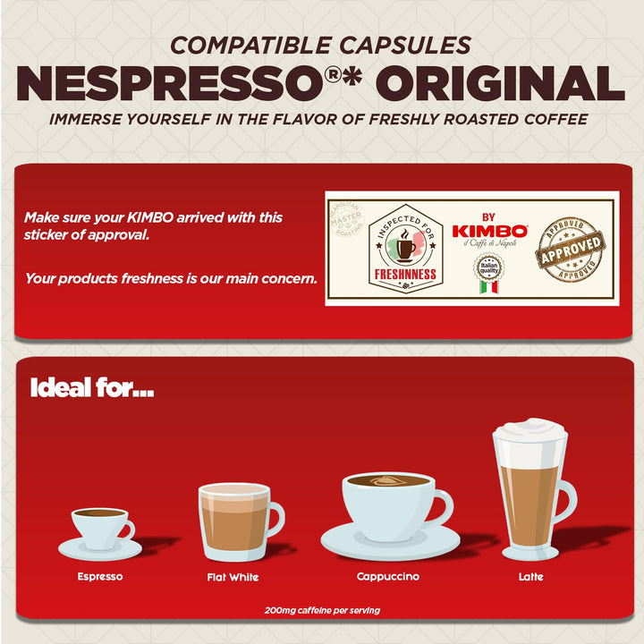 Kimbo Espresso Barista 100% Arabica Aluminium Capsules (30-Pack) | Medium Dark Roast, Nespresso Compatible
