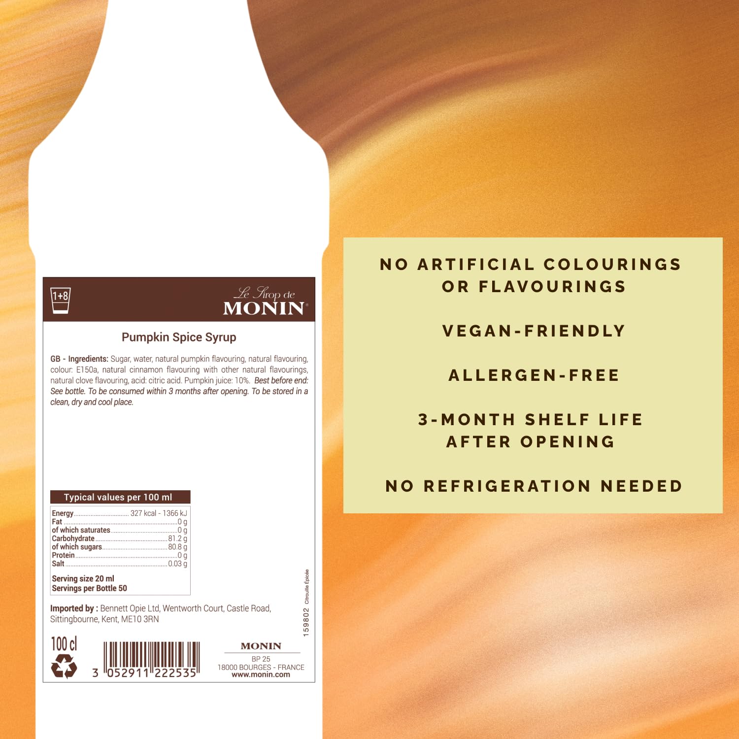 Monin - Pumpkin Spice Syrup 1L 7