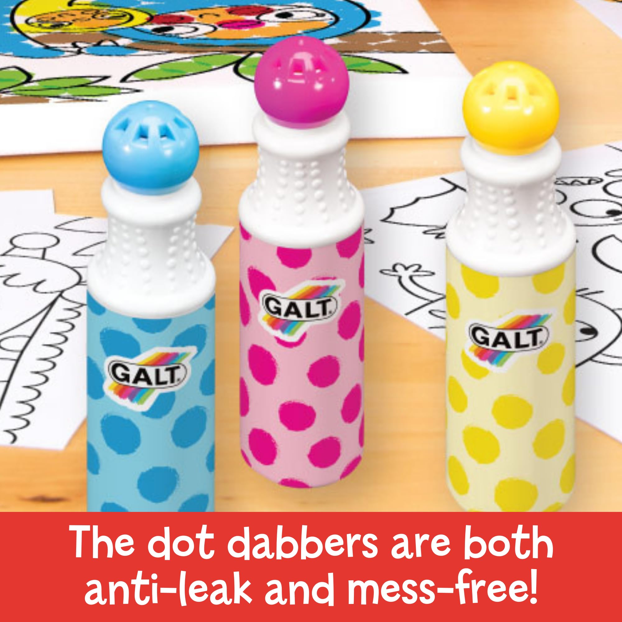 Galt Dot & Dab Craft Kit for Kids - Mess-Free Dot Art Set with 7 Anti-Leak Dabbers