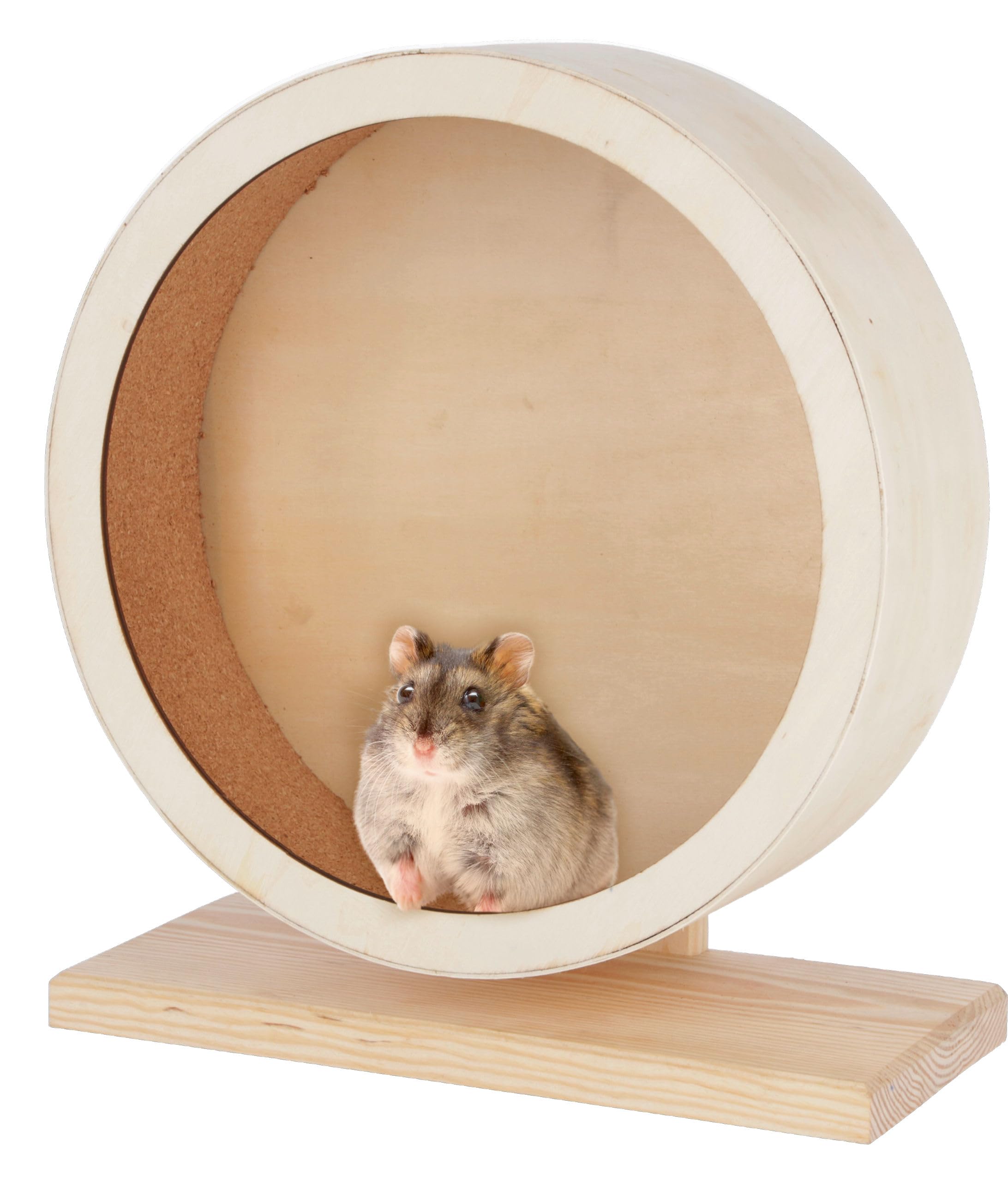 Kerbl Pet Wood Hamster Wheel - Ø 29cm Natural Exercise with Cork Tread | Stable & Quiet