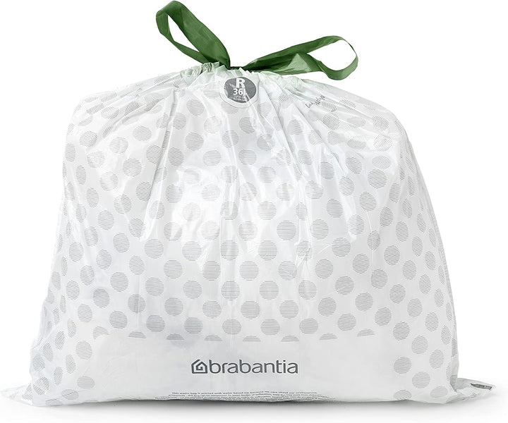 Brabantia PerfectFit Bin Liners - Thick Plastic Trash Bags for 36L Bins (Model 138546)
