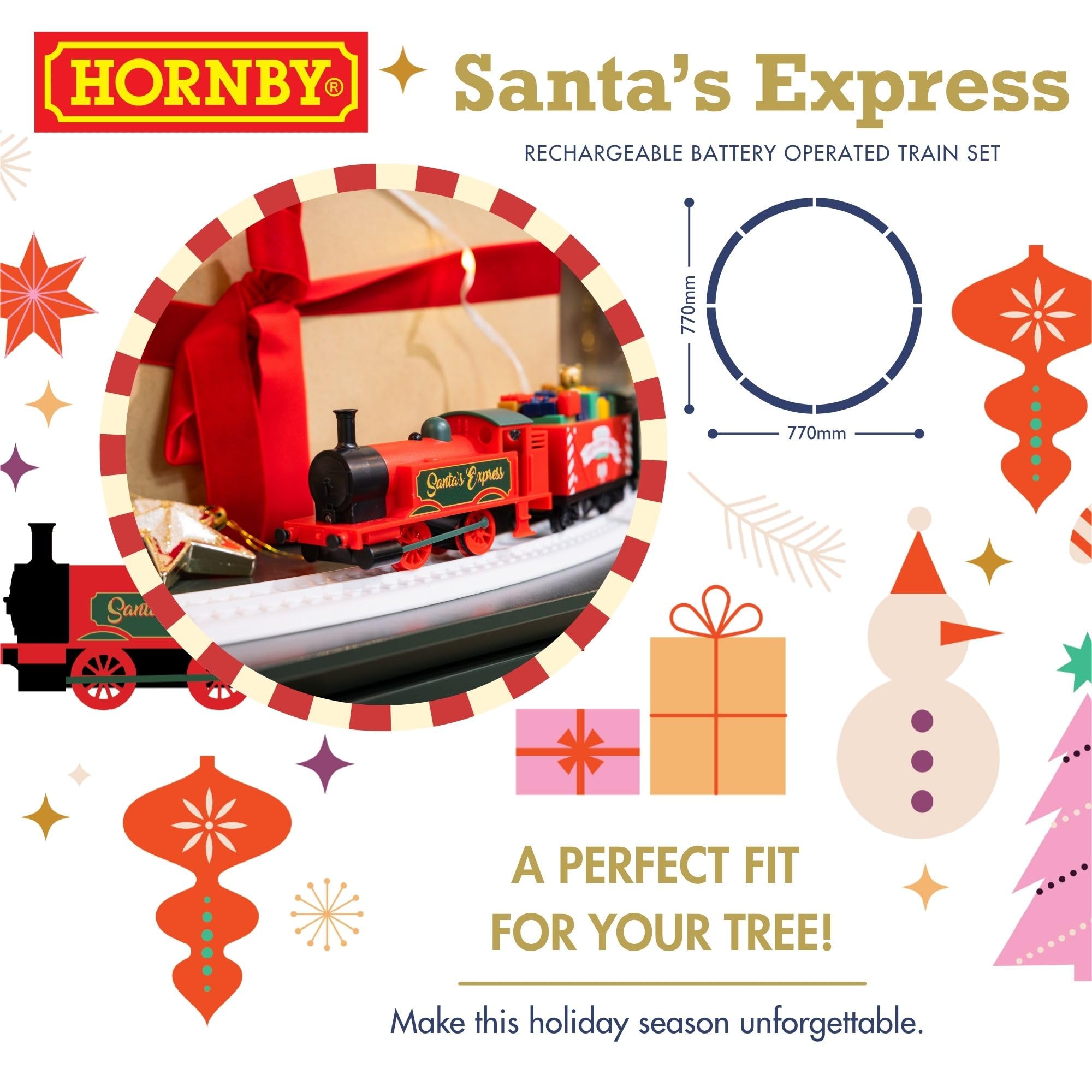 Hornby Santa's Express Christmas Train Set - Rechargeable Analogue OO Gauge 1:76