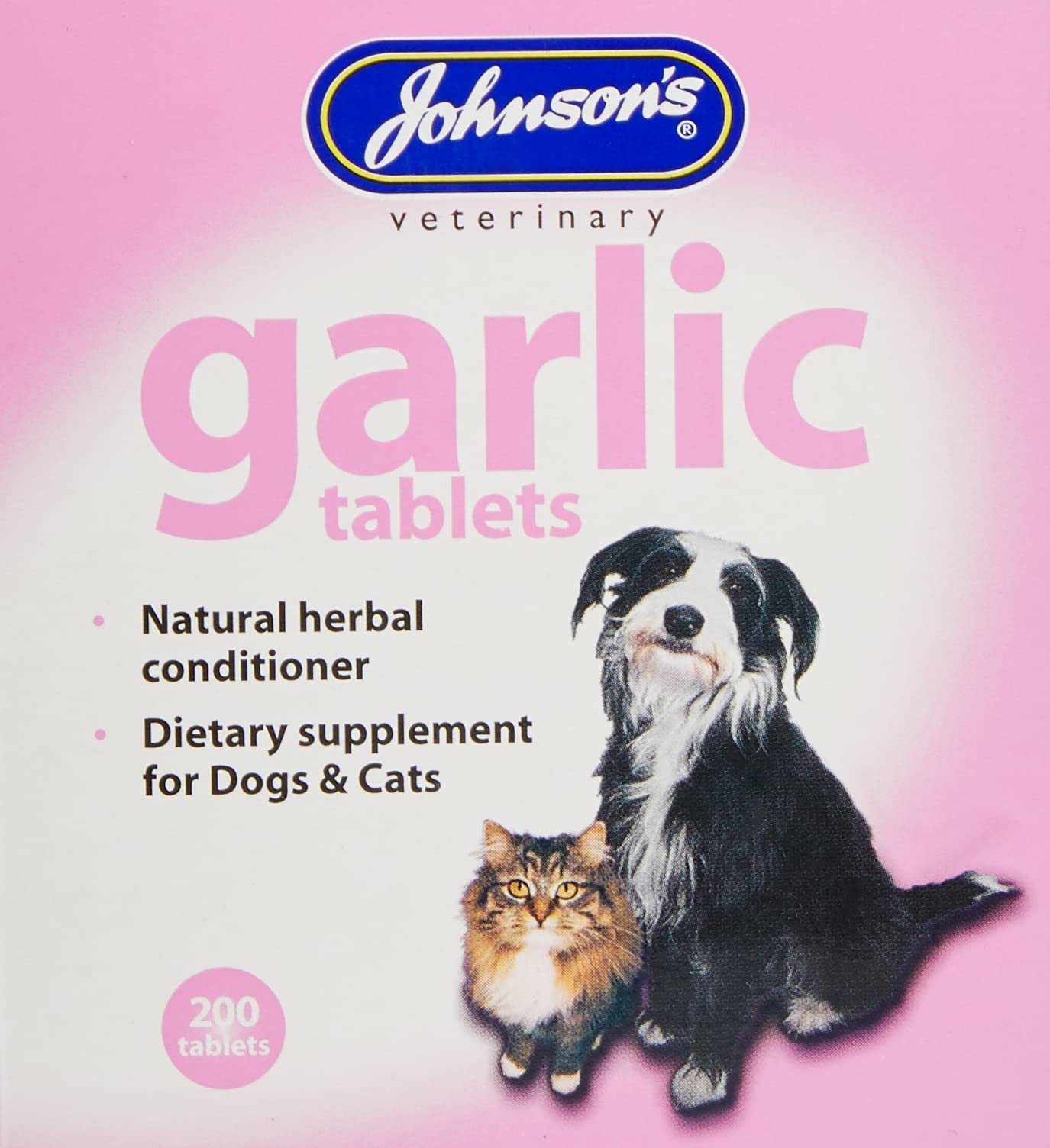 Johnson's Garlic Tablets for Dogs & Cats - Natural Worm Repellent | 200 Count