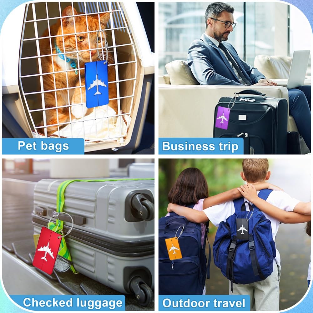MOXYOY 5-Piece Metal Luggage Tags Set - Durable Aluminium with Stainless Steel Ties | 3' x 1.5' 7