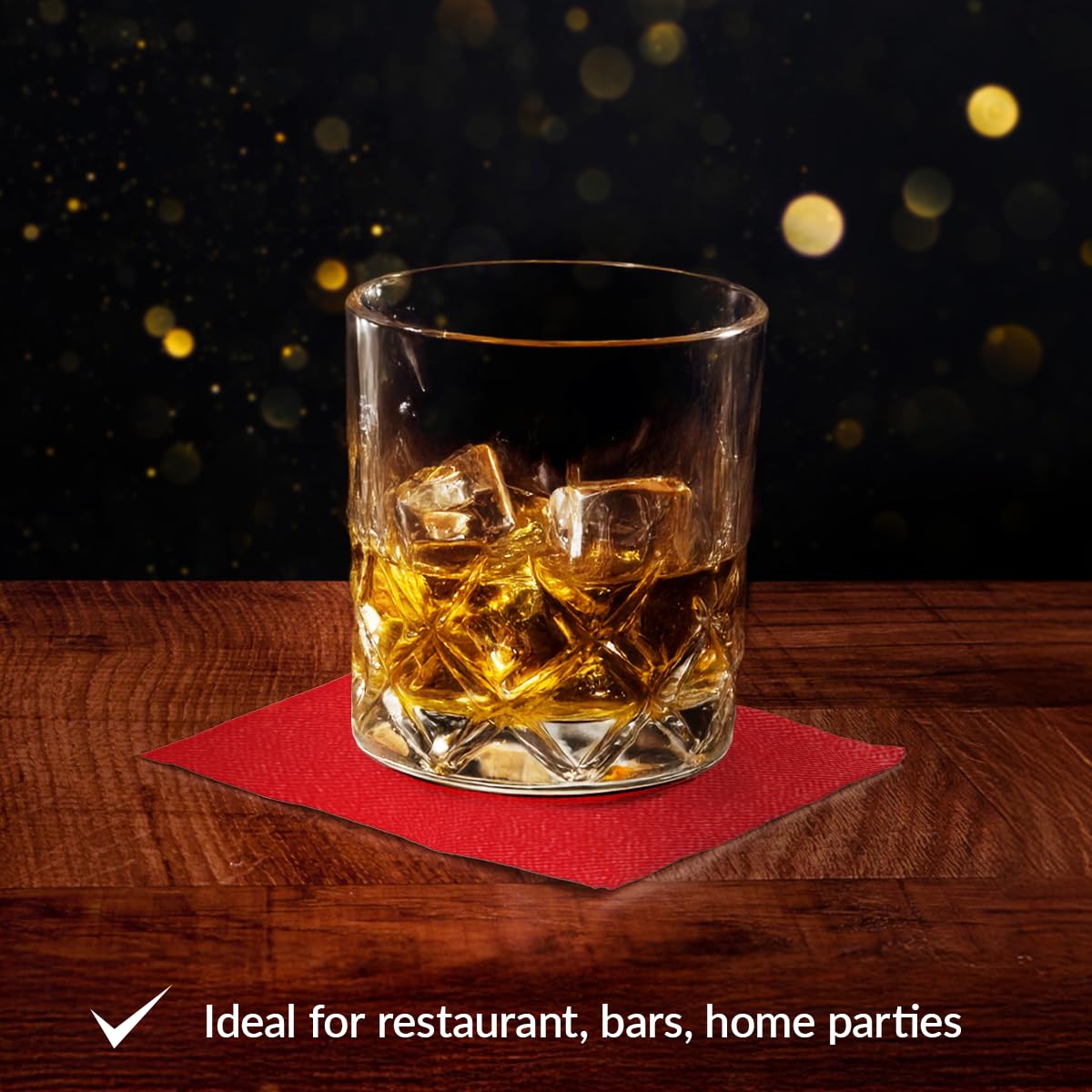 PAW Decor Collection Airlaid Napkins - Red | 20x20 cm Cocktail Fold | 100 Count 5