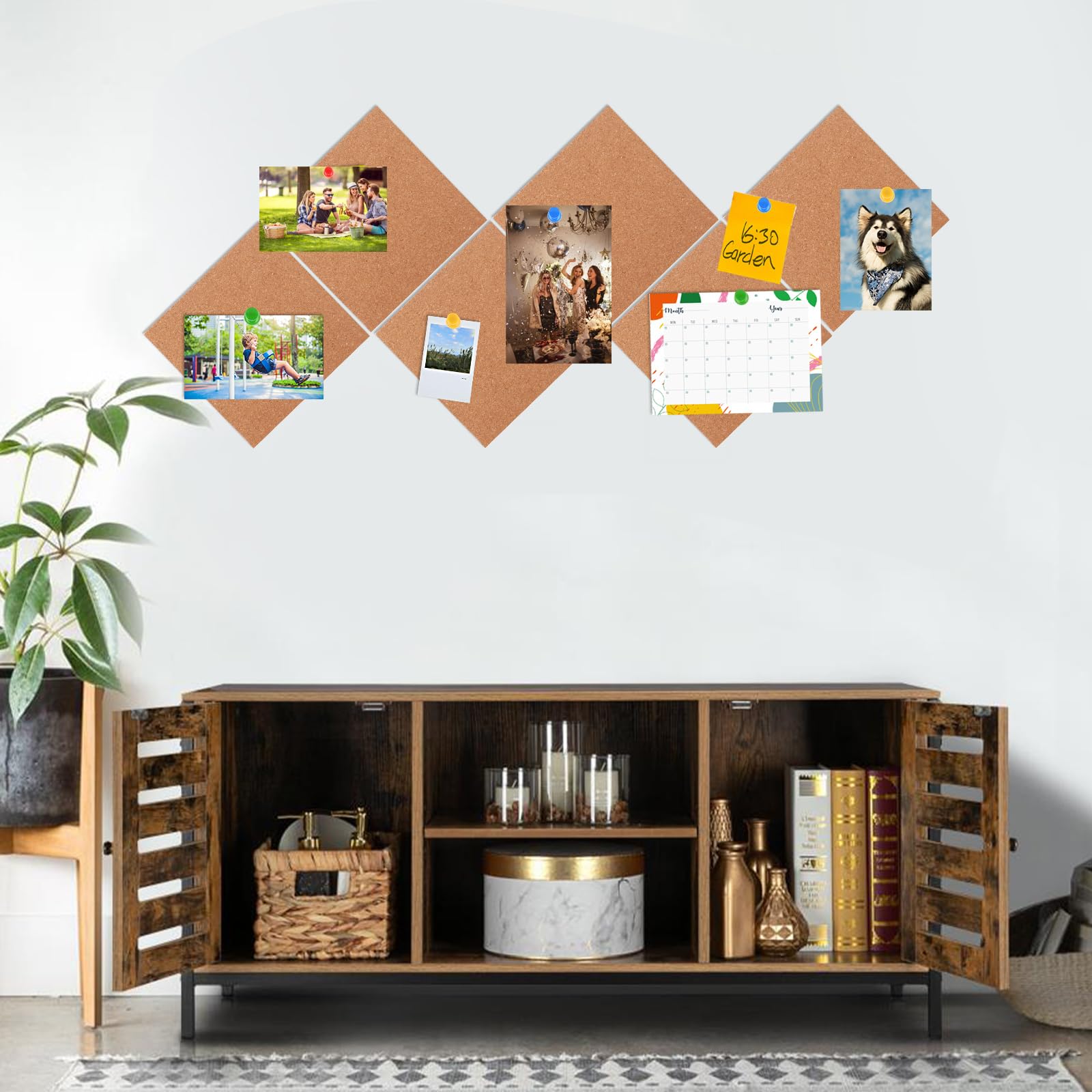 ASelected 8 Pcs Square Cork Boards - Self-Adhesive Natural Cork Tiles for Wall Display | 200x200x5mm 7