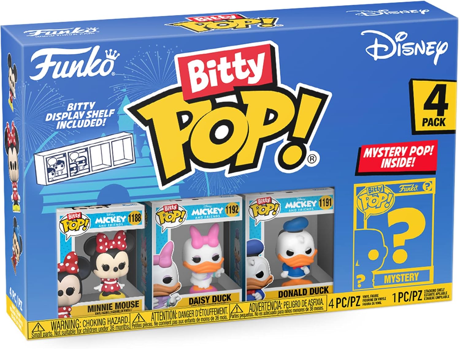 Funko Bitty POP! Disney - Minnie Mouse (Red Dress), Daisy Duck, Donald Duck & Mystery Figure Vinyl Set