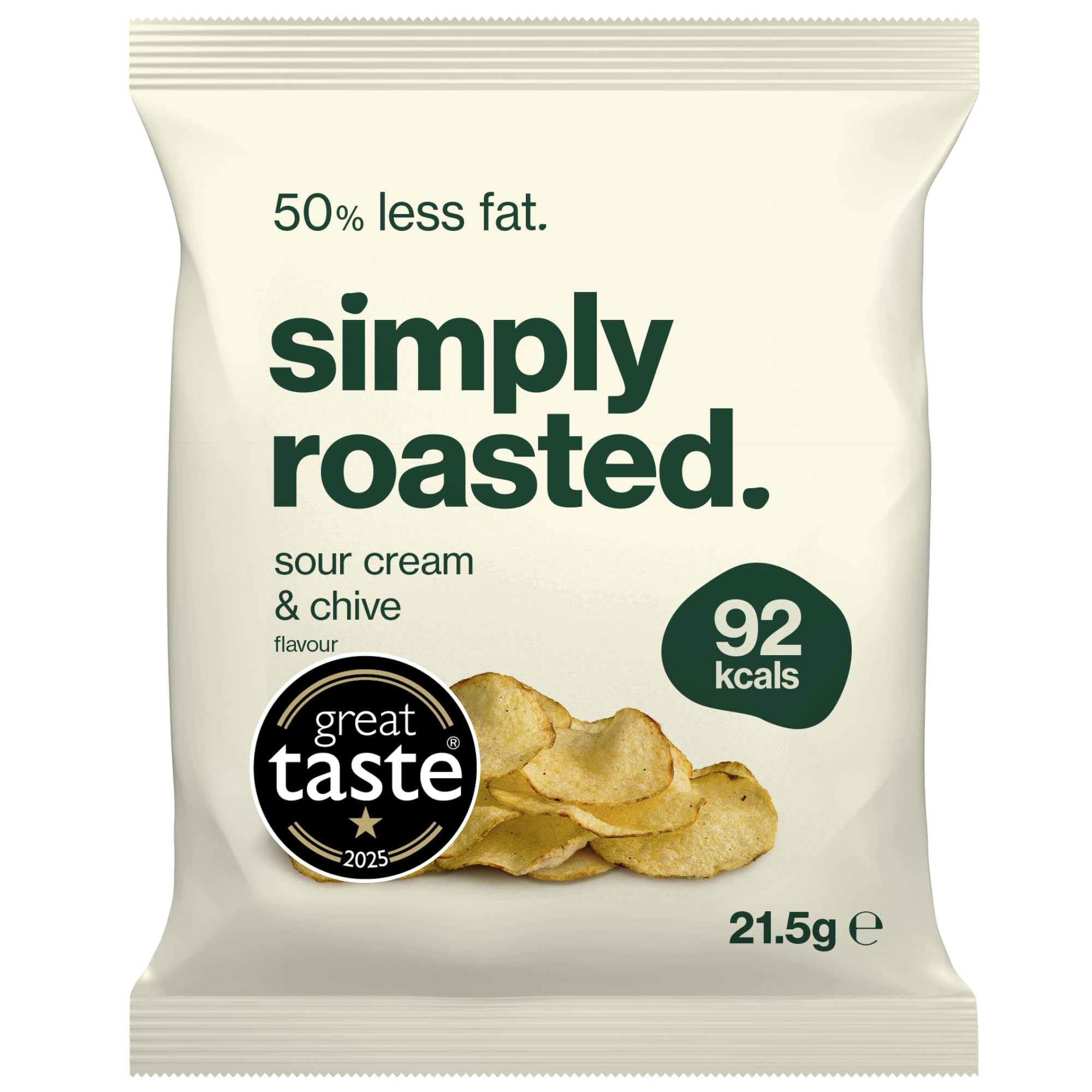 Simply Roasted Sour Cream & Chive Crisps Multipack - 12 x 21.5g Bags | Roasted Not Fried