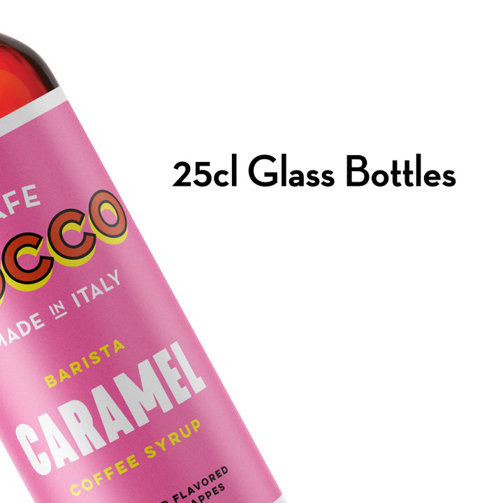 Cafe Pocco - Caramel & Vanilla Coffee Syrup Set (2 x 250ml Glass Bottles)
