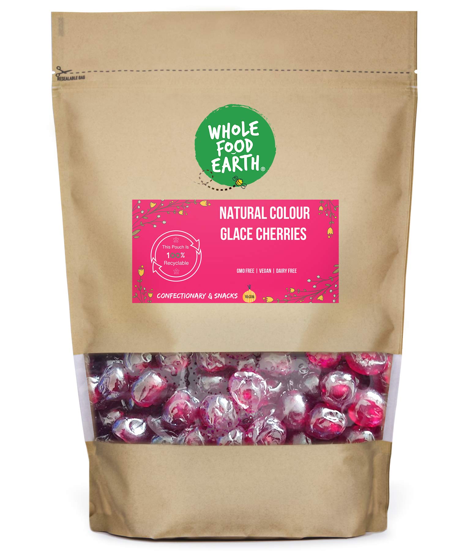 Wholefood Earth Glace Cherries 500g | GMO Free, Vegan, Recyclable Packaging 6