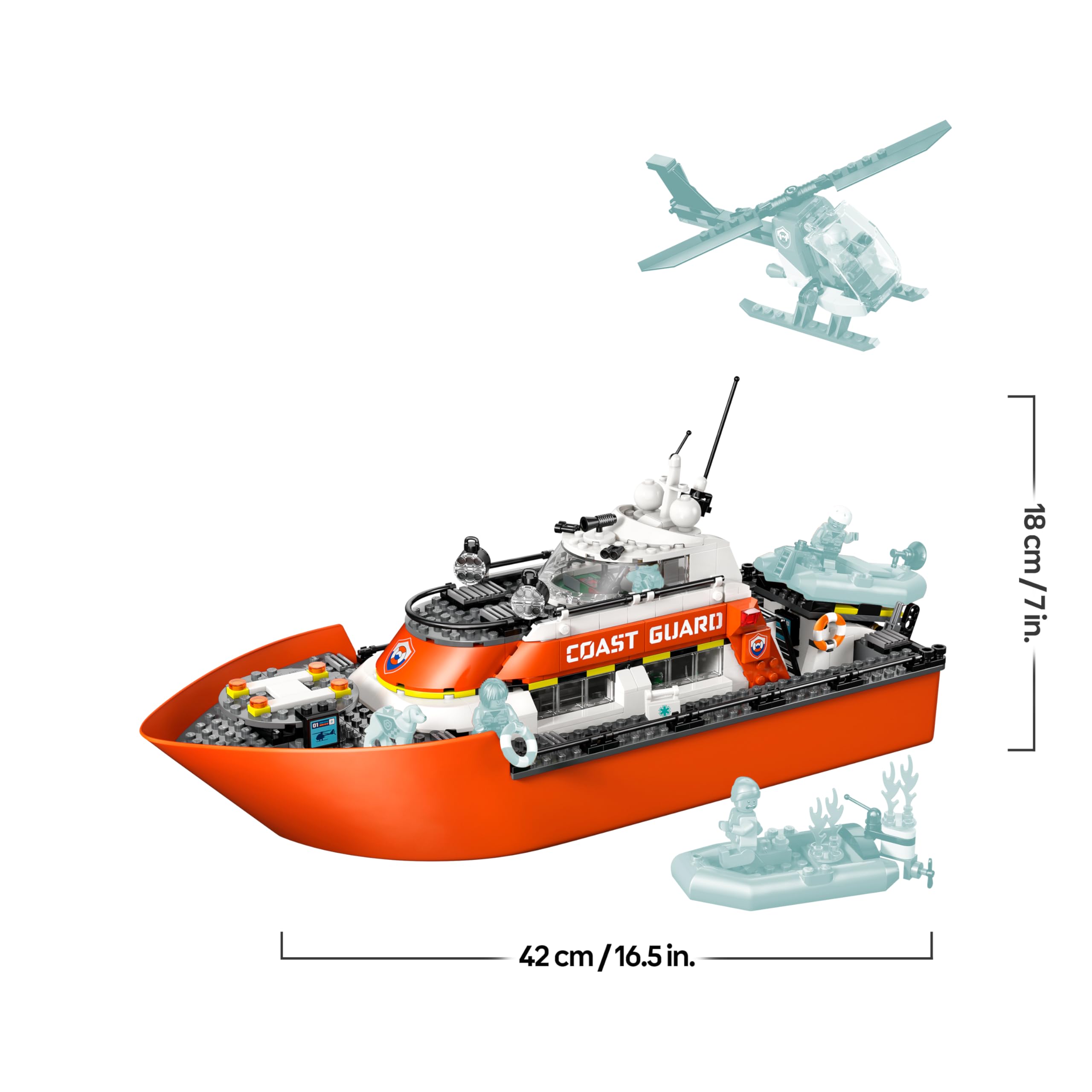 LEGO City Coast Guard Rescue Boat & Helicopter Toy 60504 | Ages 7+ | Includes 5 Minifigures 8