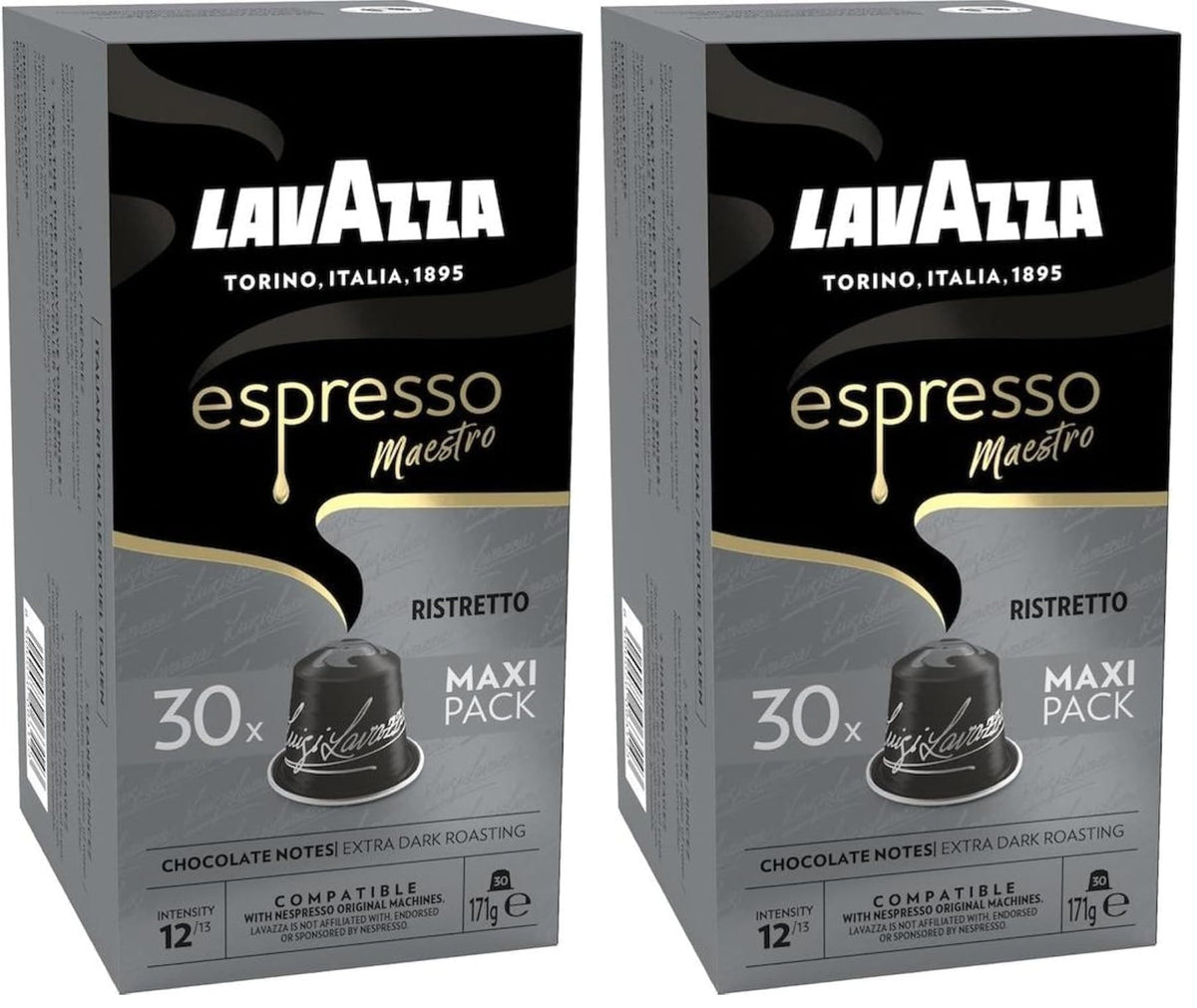 Lavazza Espresso Maestro Ristretto Aluminium Coffee Capsules - Compatible with Nespresso Original, Pack of 2