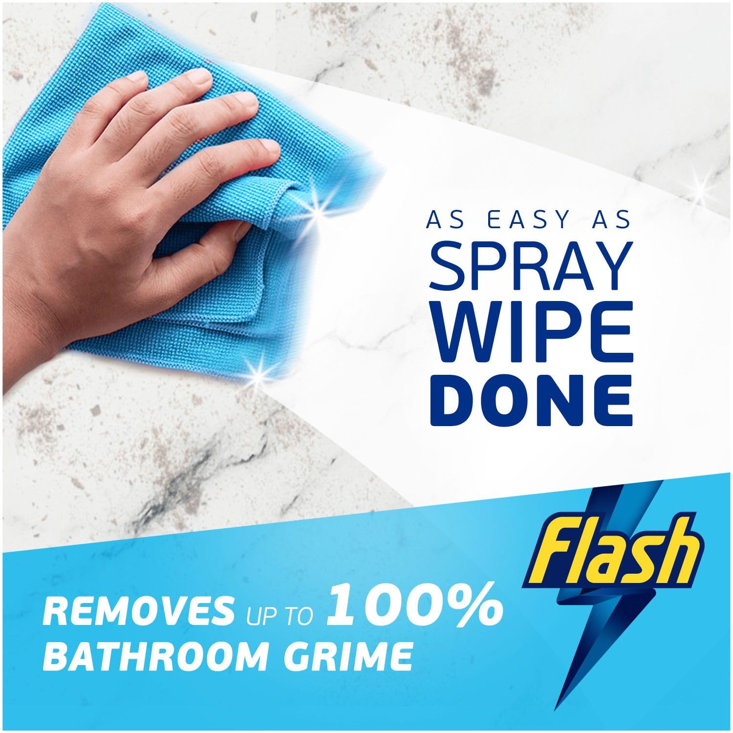 Flash Bathroom Cleaner Spray - Antibacterial, Removes Soap Scum & Water Marks | 800 ml