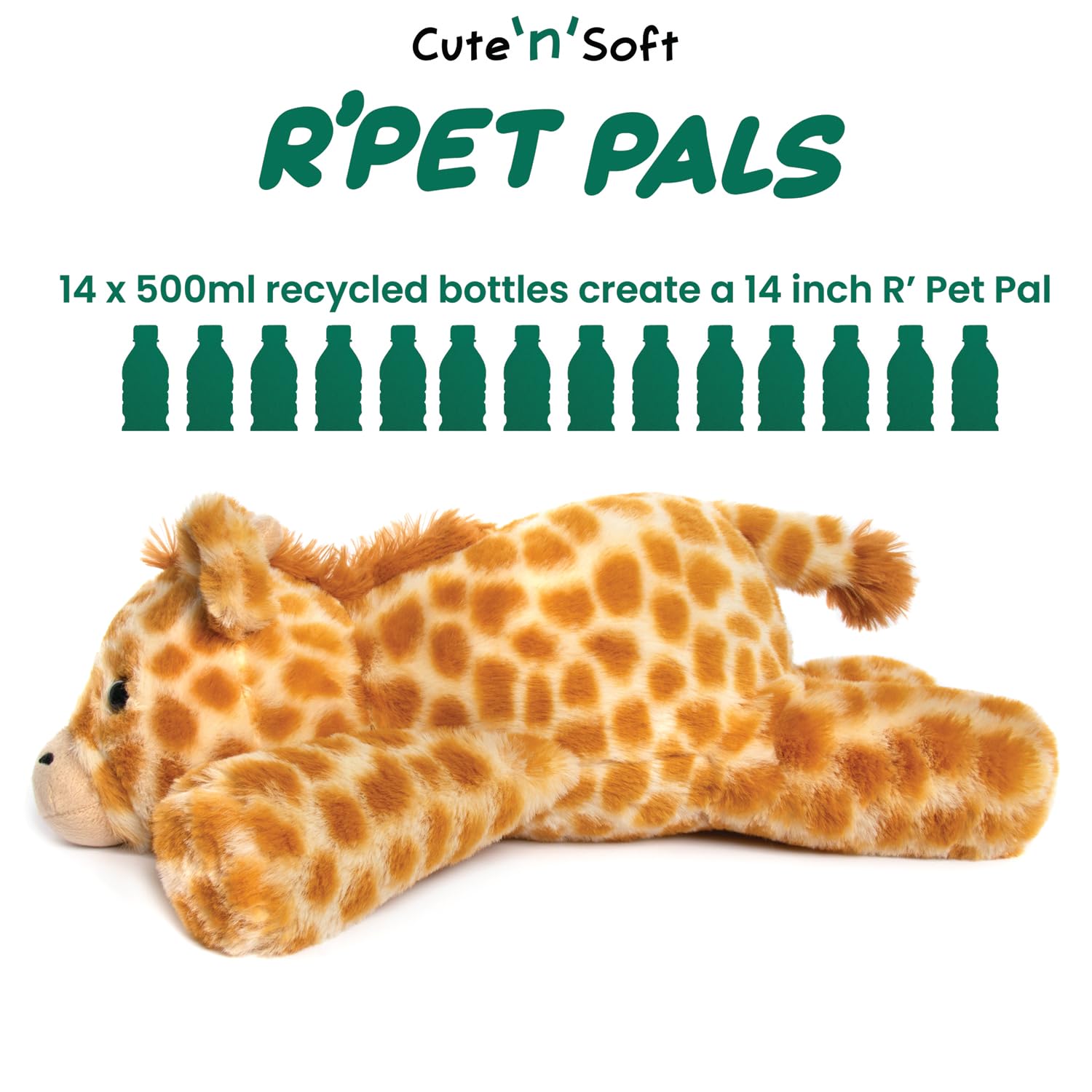 Lesser & Pavey RPET Pals Gina Laying Giraffe Plush - Eco-Friendly Stuffed Animal for Kids