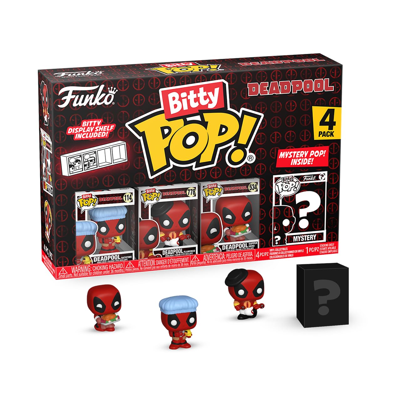 Funko POP! Bitty 4 Pack Deadpool Bathtime & Mystery Mini Figure | 0.9-inch Vinyl Collectible 1
