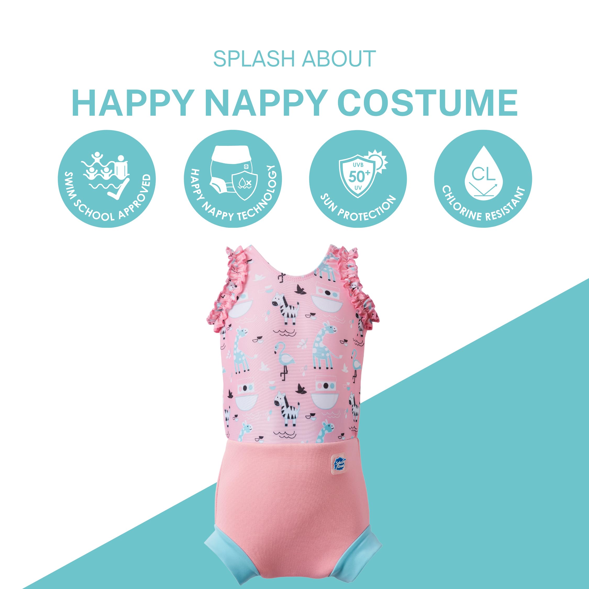Splash About Happy Nappy Costume - Reusable Swim Nappy, UPF50+, Nina's Ark | 6-14 Months 5