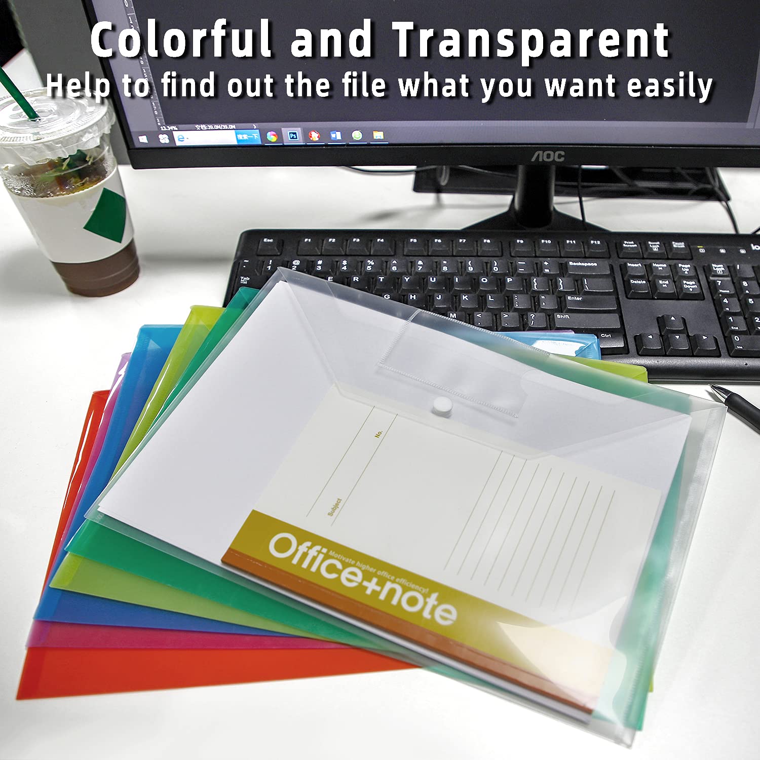GoodtoU A4 Plastic Popper File Folders - 36 Pack, Waterproof, Assorted Colours 7