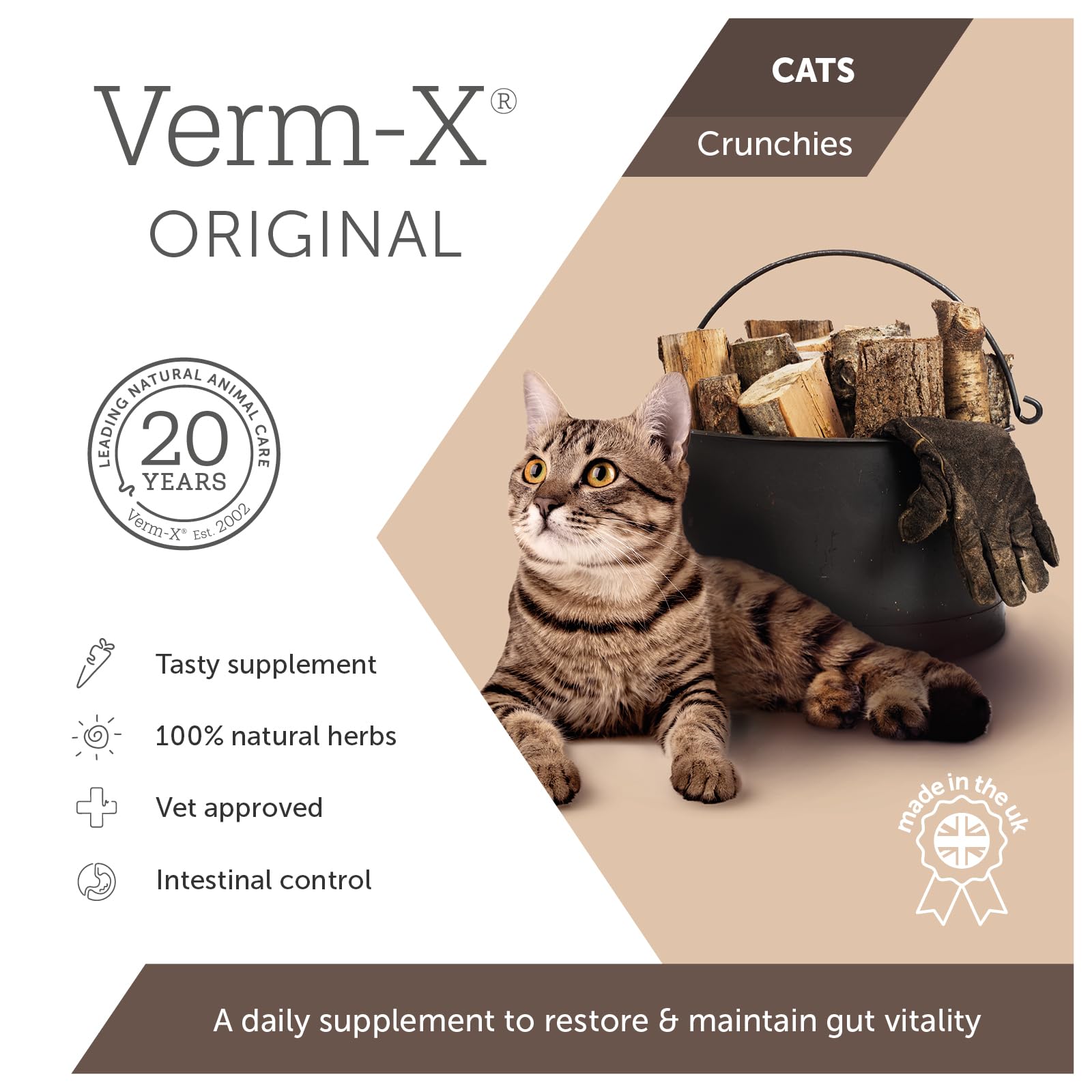 Verm-X Natural Treats for Cats - 60g | Supports Intestinal Hygiene | Vet Approved