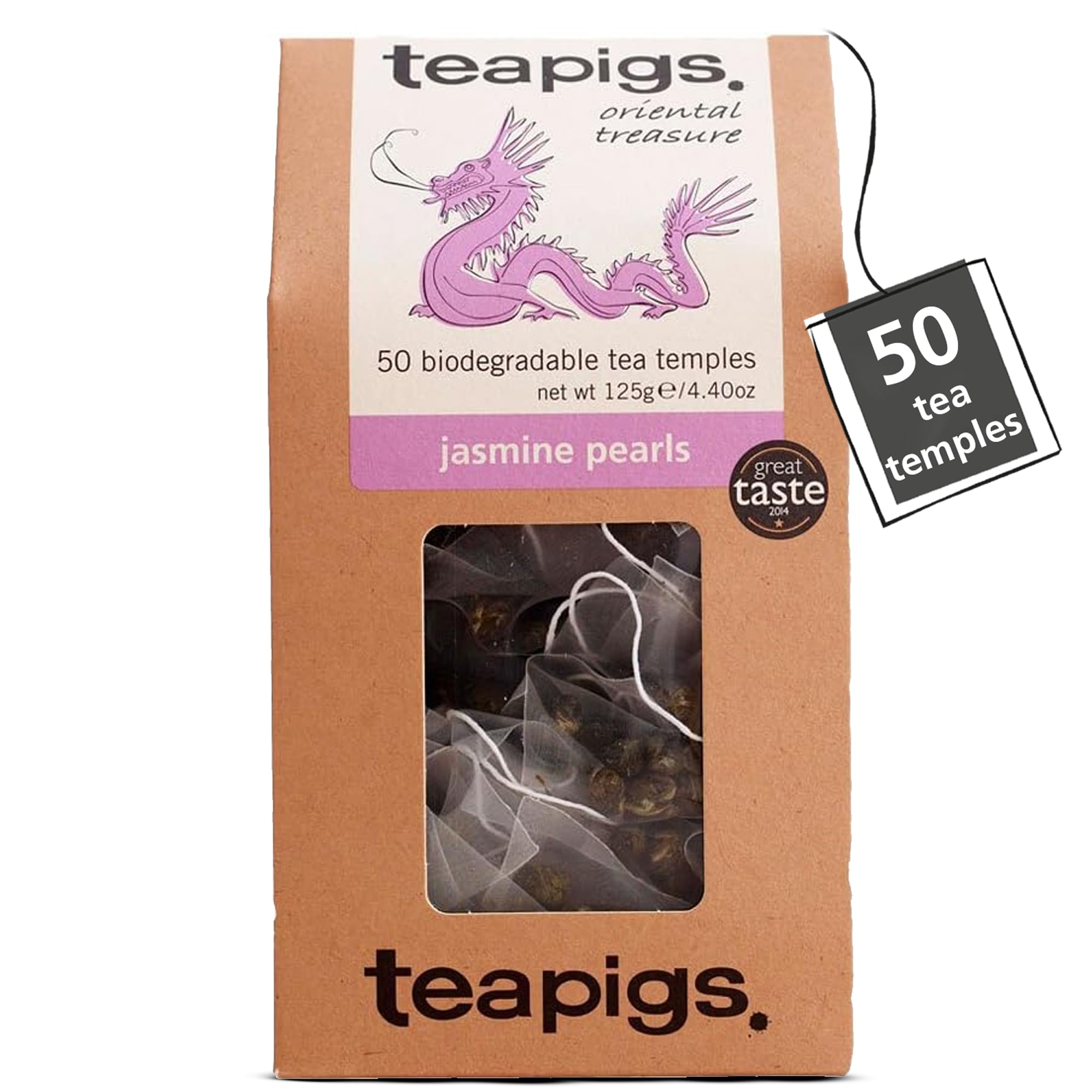 teapigs Jasmine Pearls Green Tea - Hand-Rolled Jasmine Infused Tea Bags, 50 Biodegradable Tea Temples 1