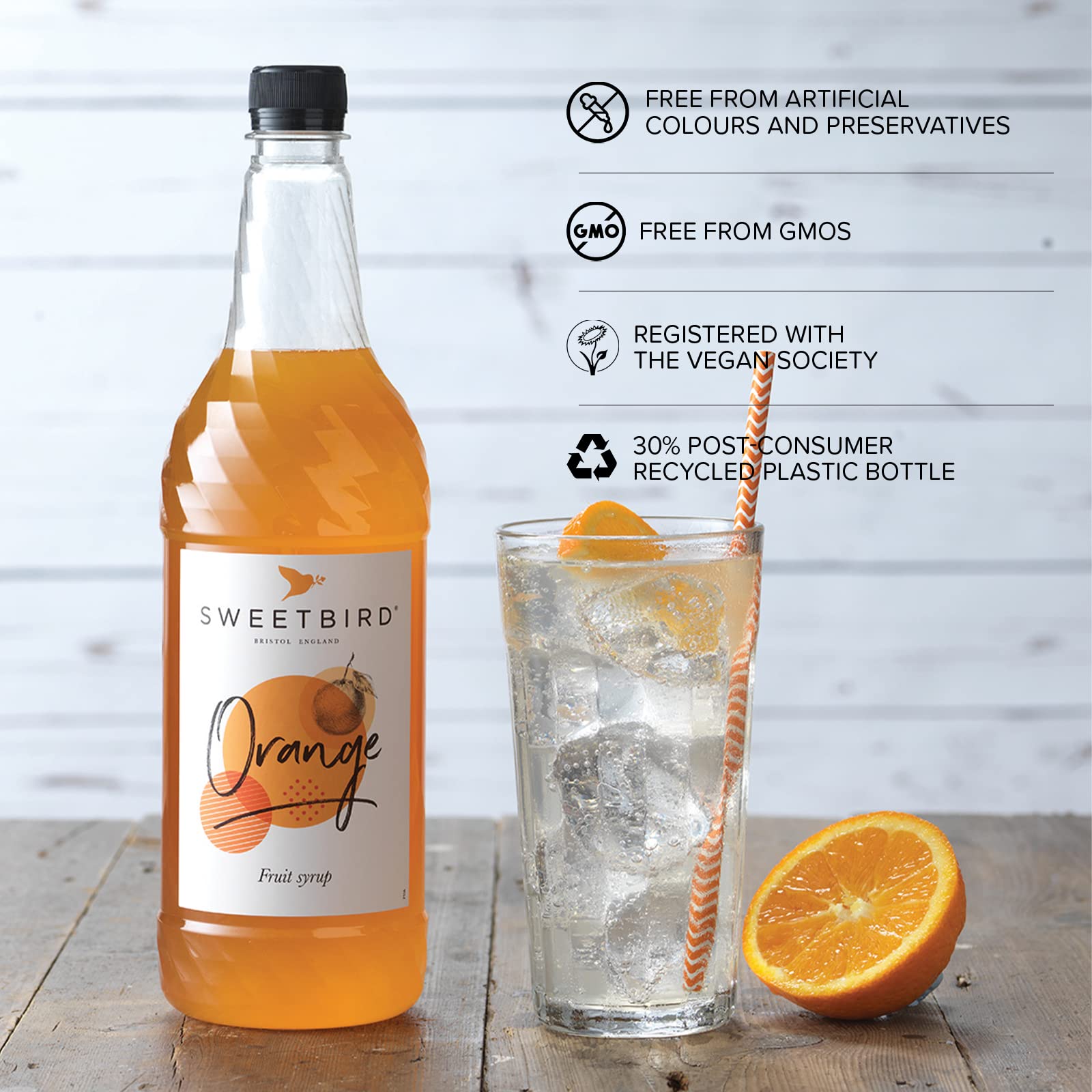Sweetbird Orange Syrup (1 Litre) - Vegan Friendly Beverage Syrup