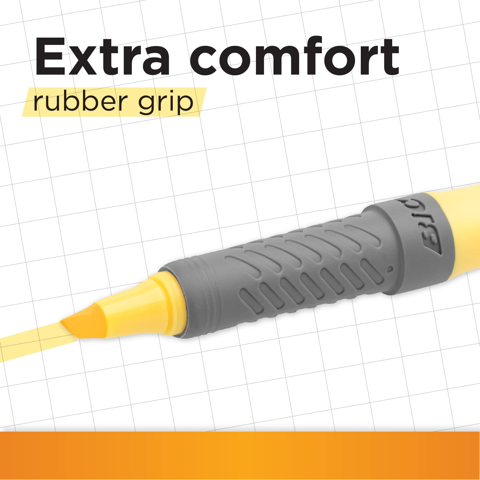 BIC Highlighter Grip Pastel Marker Pens - Adjustable Chisel Tip, Water-Based Ink | Pack of 6 5