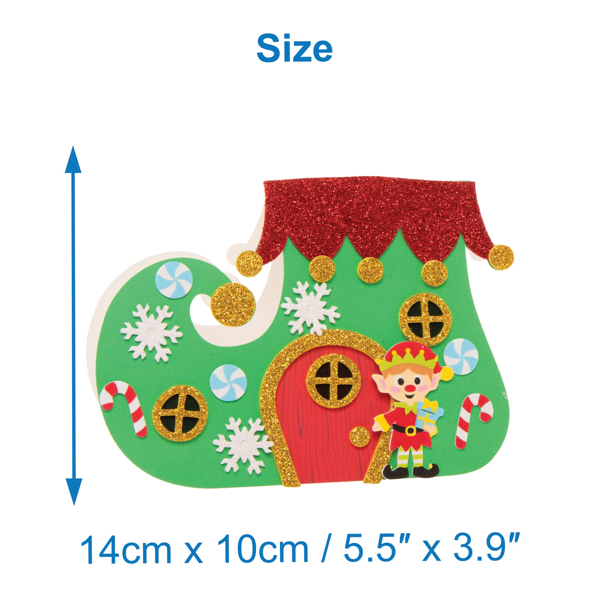 Baker Ross FE968 Christmas Elf Boot Card Kits - Pack of 6 Craft Kits for Kids