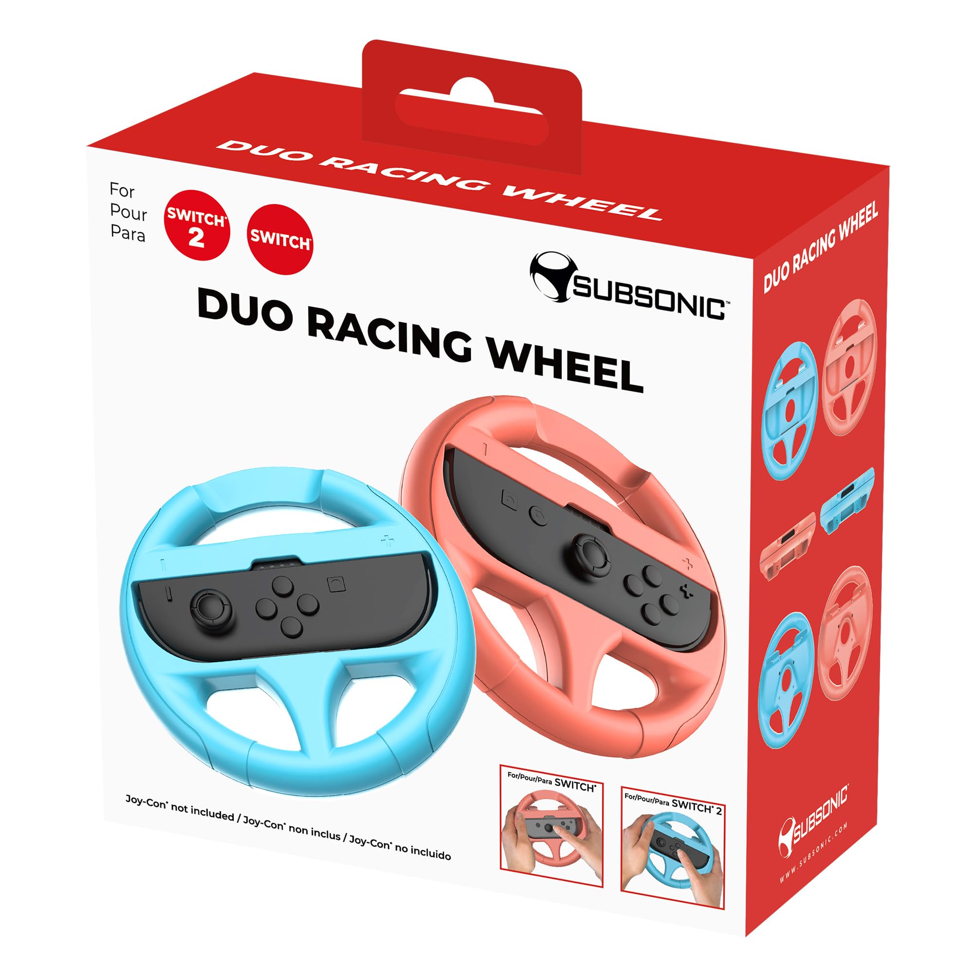 Subsonic - Pack of 2 Steering Wheels for Nintendo Switch and Switch 2 Joy-Con 3