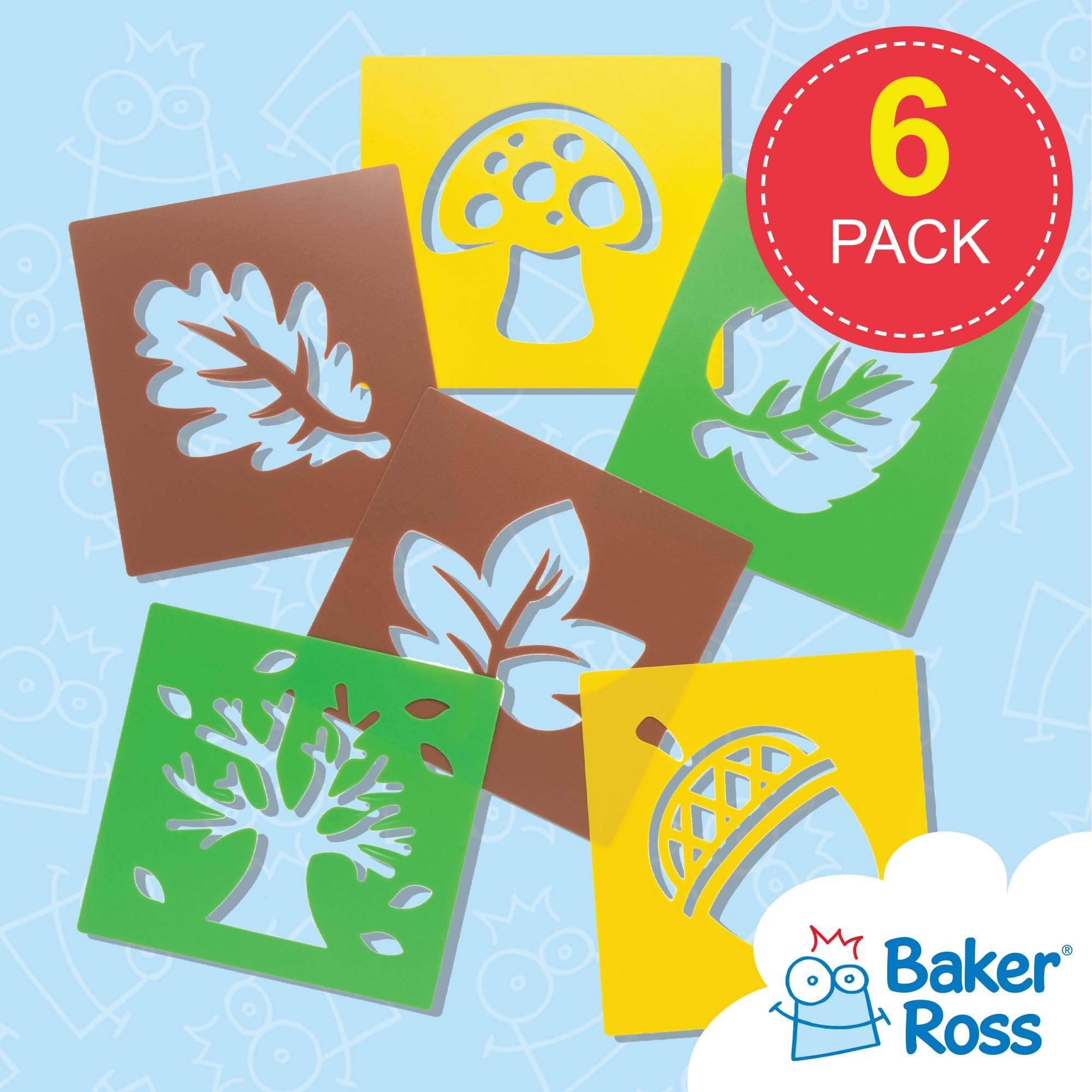 Baker Ross Autumn Stencils - Pack of 6 | Kids Arts & Crafts | Fall Decorations