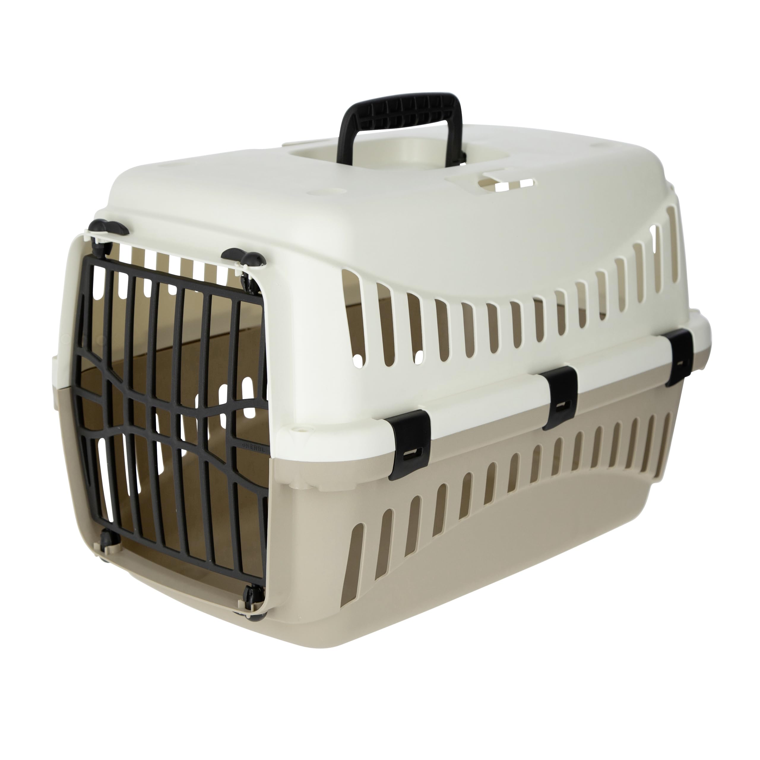 Kerbl Pet Transport Box Expedion with Plastic Door | 45 x 30 x 30 cm | Cream/Taupe