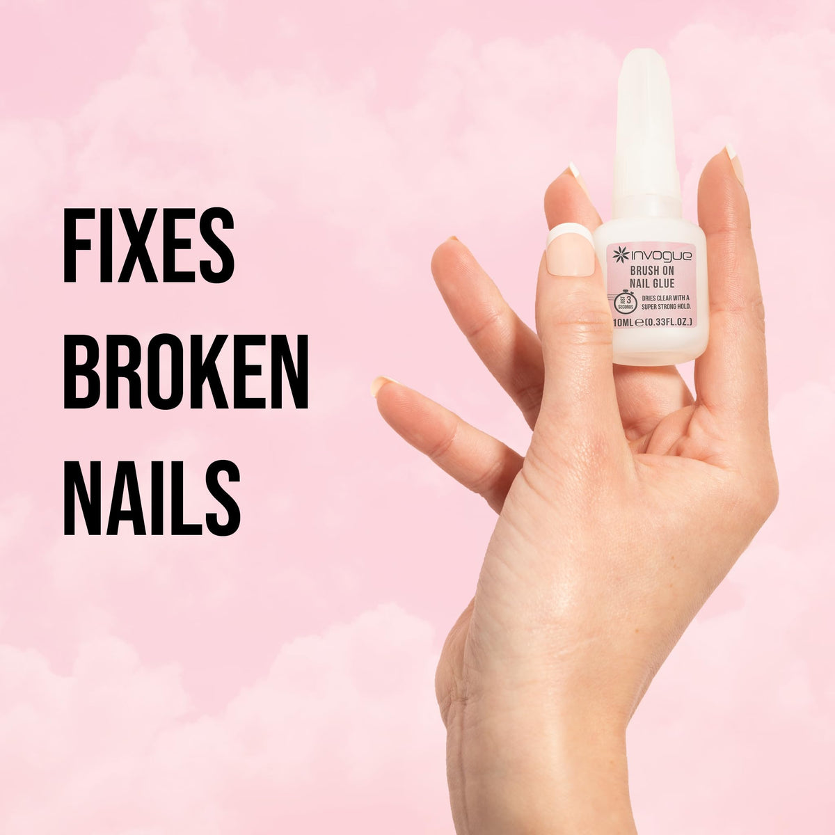 Invogue Brush on Nail Glue - 10 ml, Clear, Fast-Drying