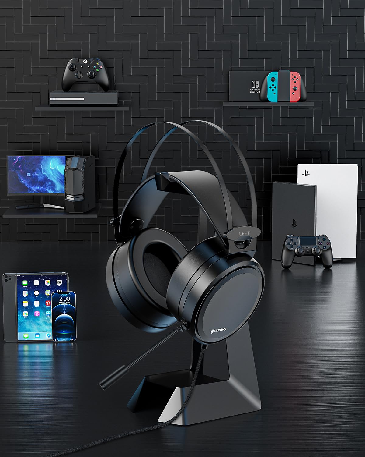 NUBWO N7 Gaming Headset - 50mm Drivers, Noise-Isolating Mic, Wired for PS4, Xbox One, PC, PS5, Nintendo Switch 5