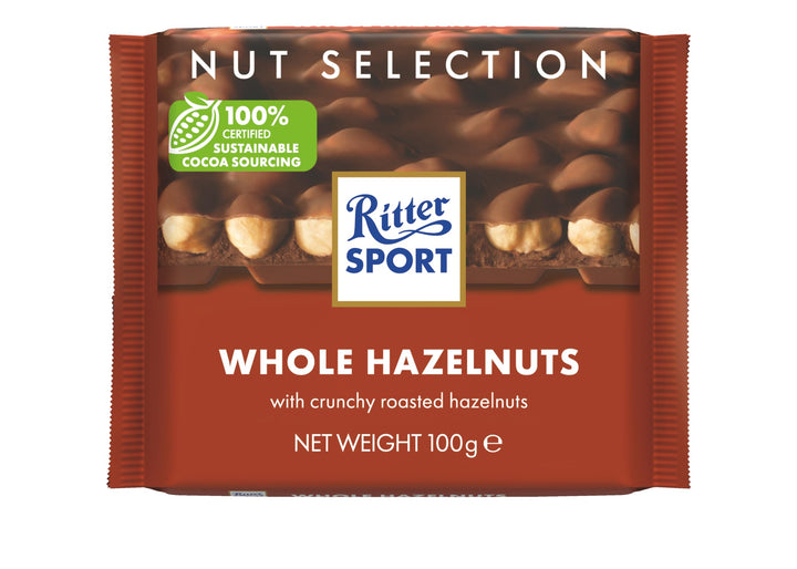 Ritter Sport - Whole Hazelnuts Milk Chocolate Bar 100g (Case of 10)