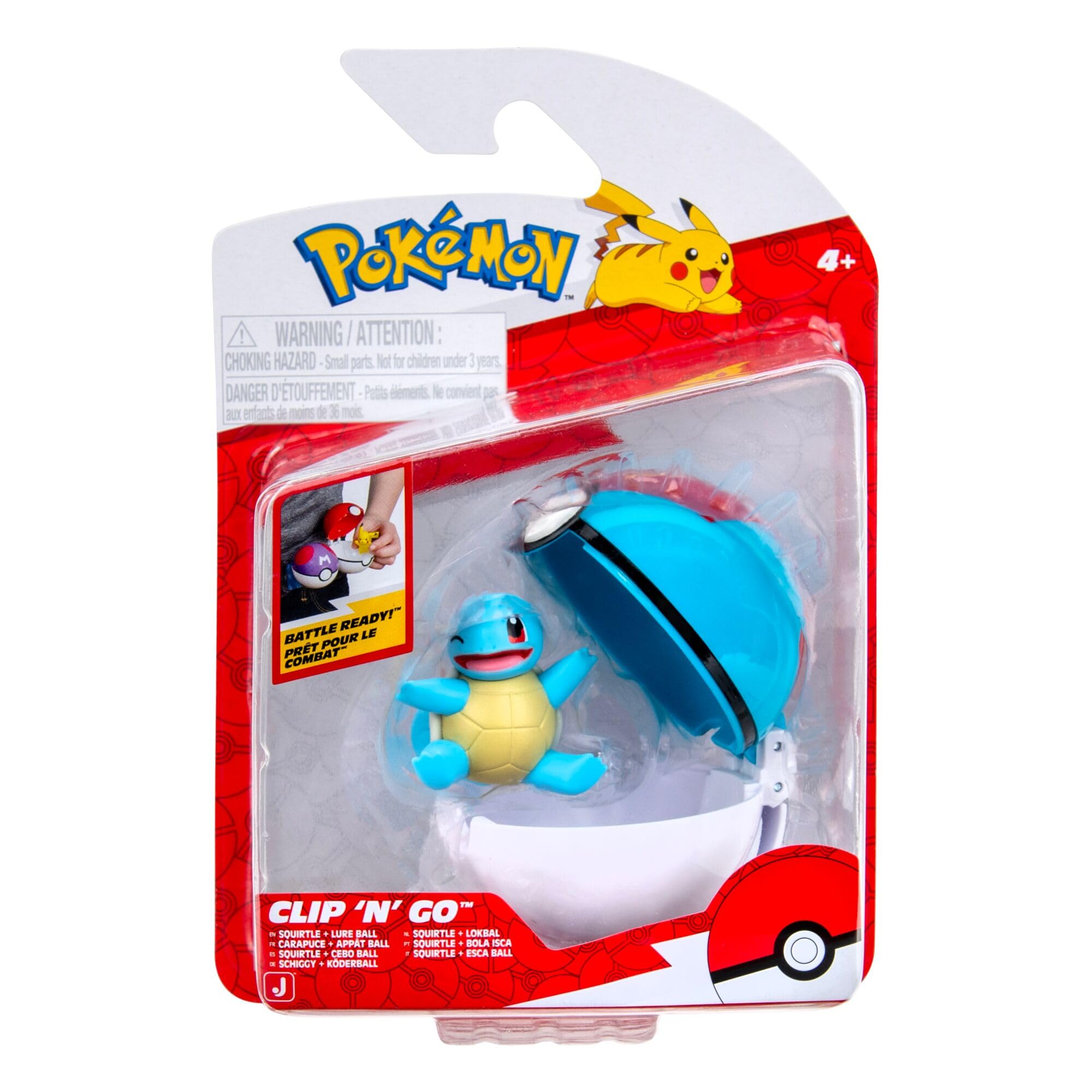 Pokémon Clip ‘N’ Go Squirtle and Lure Ball Set - 2-Inch Battle Figure | Classic Edition 2