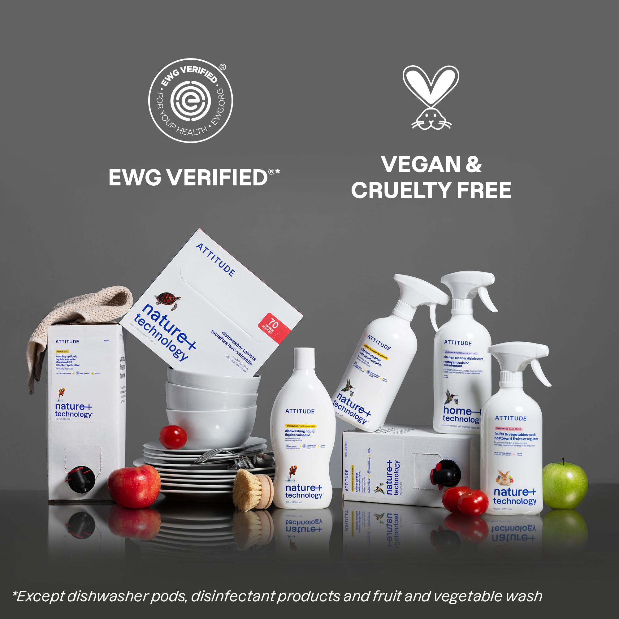 ATTITUDE - Washing Up Liquid, EWG Verified, Plant-Based & Vegan Dish Soap, Unscented, 780g 10