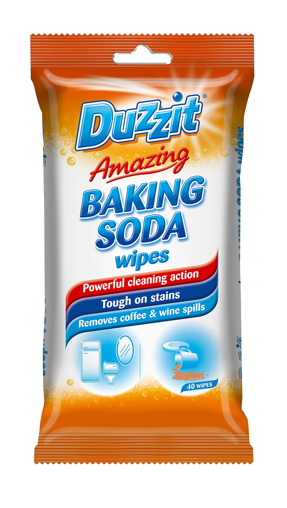Duzzit Amazing Baking Soda Wipes - Powerful Stain Removal | Orange Scent | 40 Count 1