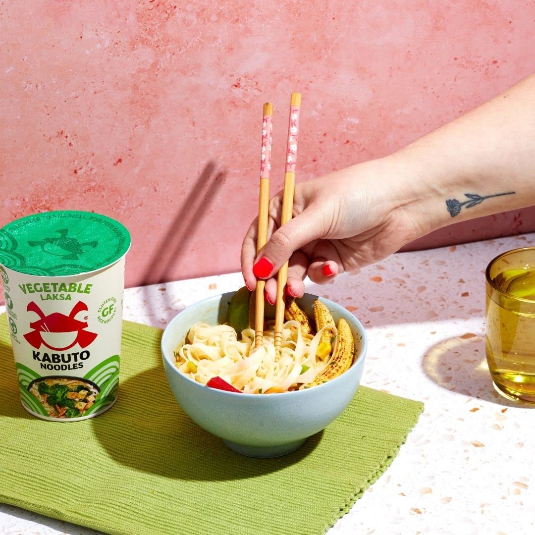 Kabuto Noodles - Vegetable Laksa Instant Noodles | 6 Pack (6 x 65g) | Gluten Free, Low Fat, 100% Recyclable Packaging