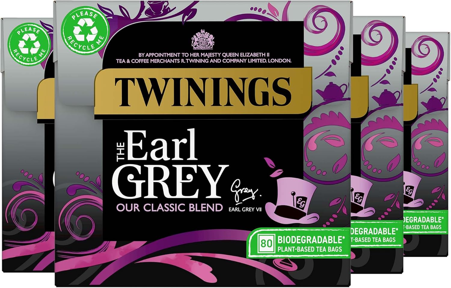 Twinings Earl Grey Black Tea, Pack of 4 (320 Tea Bags)