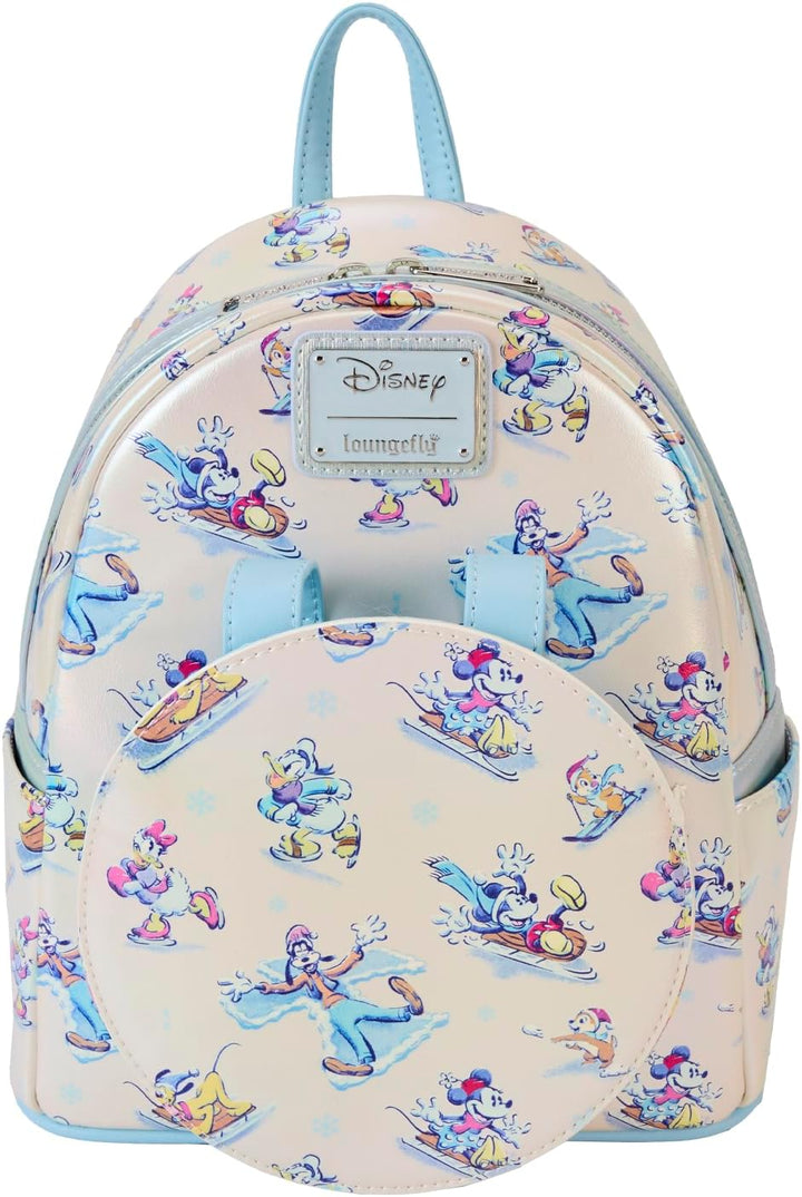 Loungefly Disney Mickey and Friends Winter Wonderland Mini Backpack with Ears Headband (WDBKS0024)