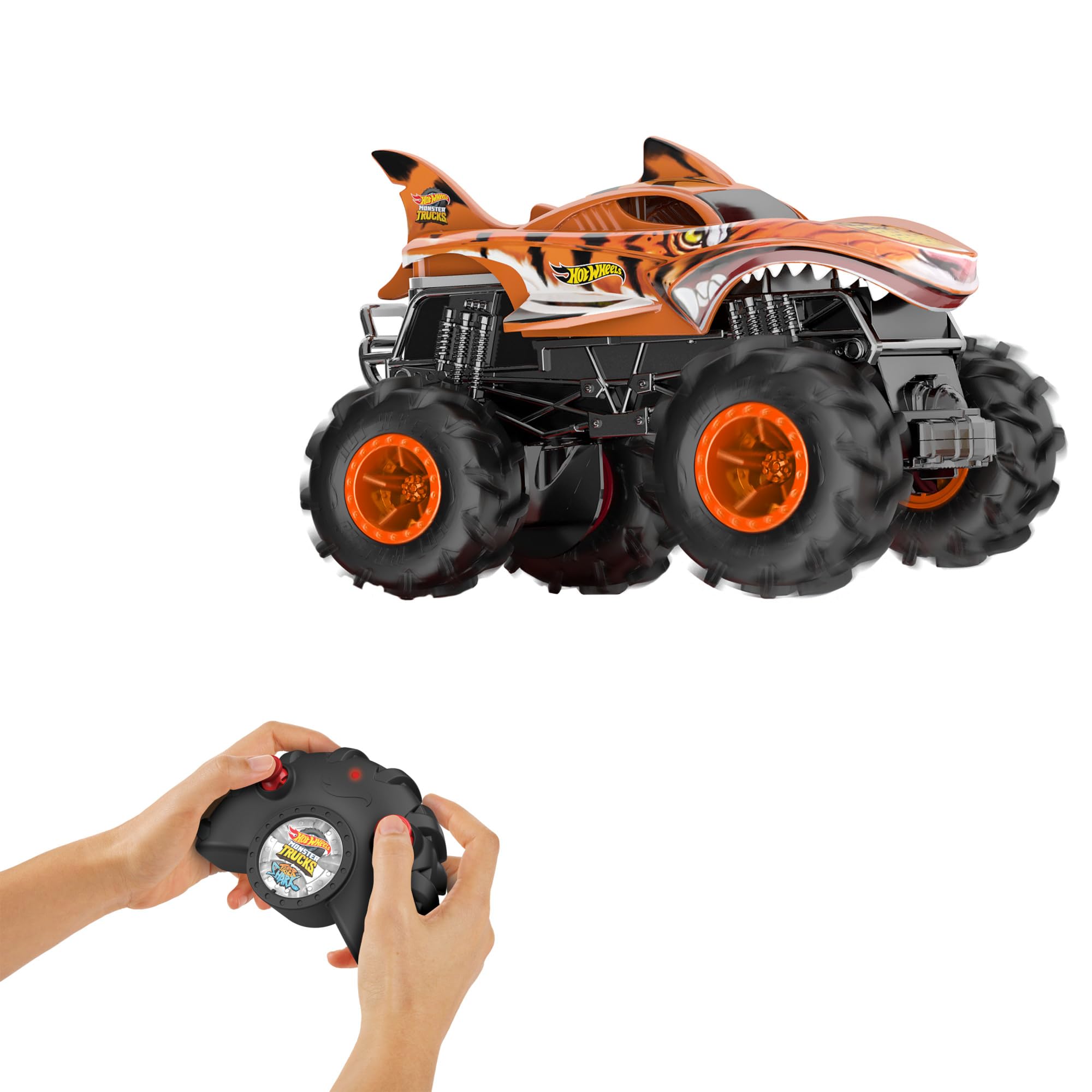 Hot Wheels Monster Trucks HW Tiger Shark RC Car - 1:24 Scale, 5 MPH, 100 ft Range 2