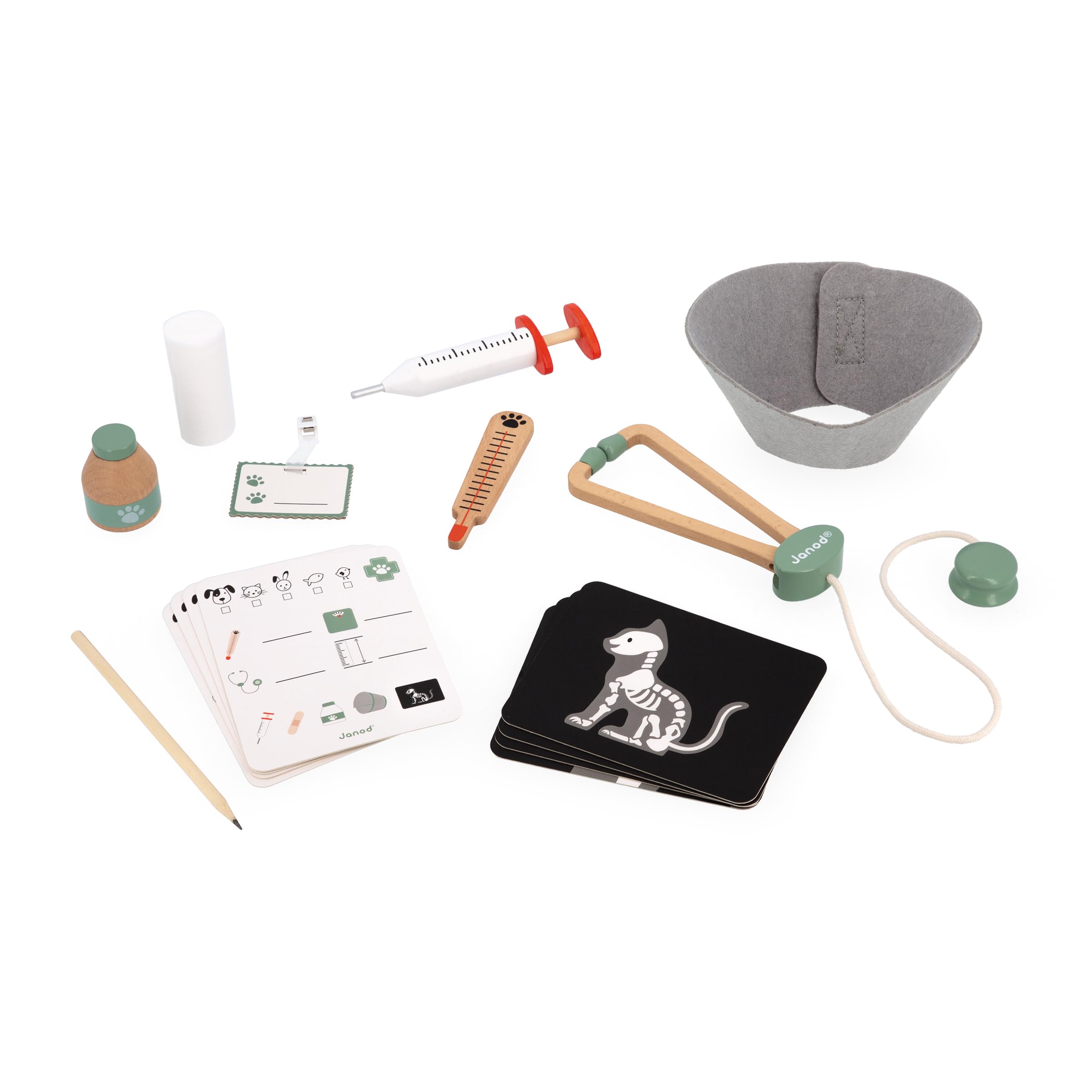Janod Vet Kit - Pretend Play Occupation Set for Ages 3-8 with 16 Accessories 10
