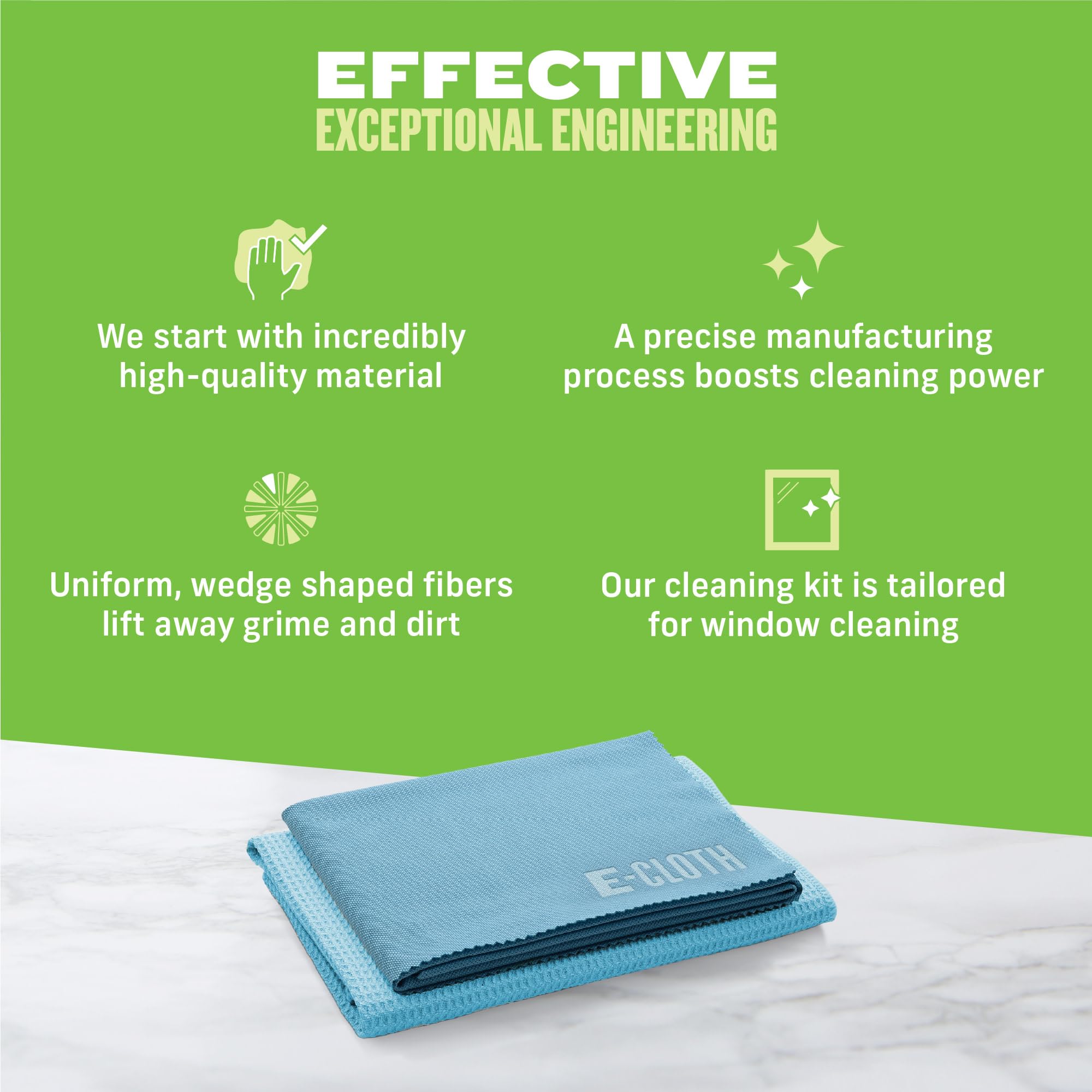 E-Cloth Window Cleaner Kit - Streak-Free Microfiber Cloth Set | Alaskan Blue | 3-Year Promise 2