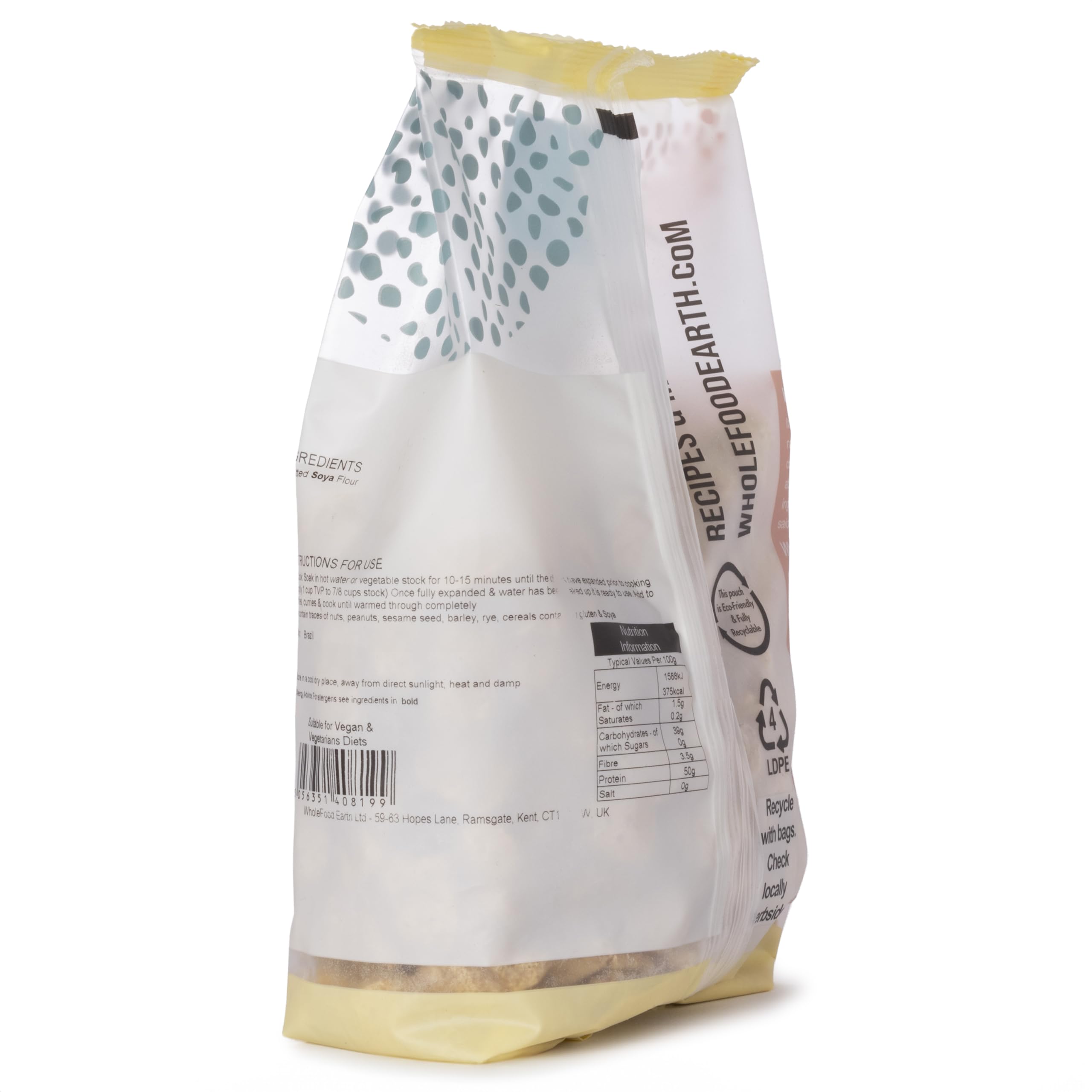 Wholefood Earth TVP Natural Chunks Soya Protein - GMO-Free Vegetarian Protein | 250g 2