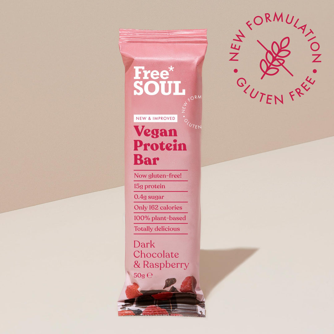 Free Soul Vegan Protein Bars 12 x 50g | Plant-Based Chocolate Protein Snack | High Protein, Low Sugar