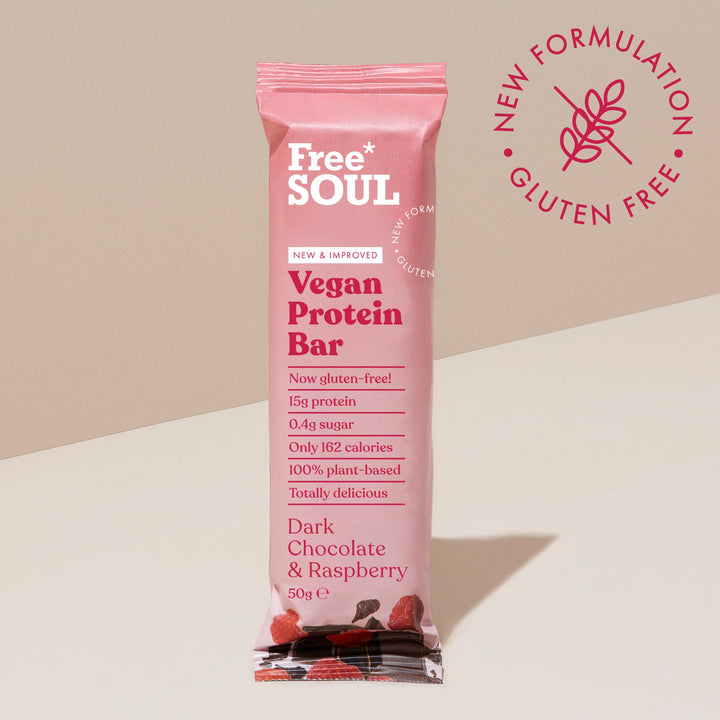 Free Soul Vegan Protein Bars 12 x 50g | Plant-Based Chocolate Protein Snack | High Protein, Low Sugar