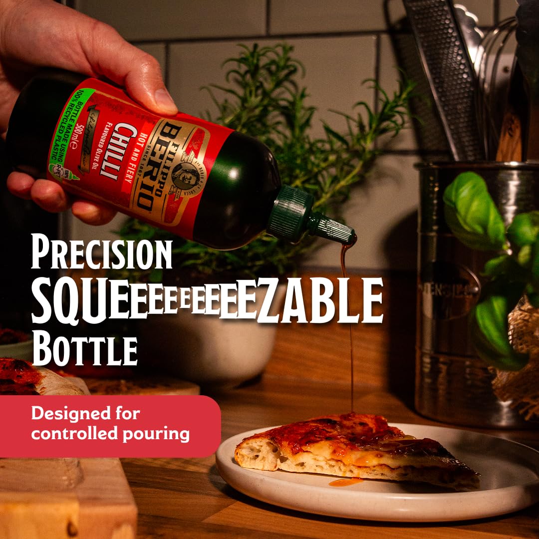 Filippo Berio Chilli Flavoured Extra Virgin Olive Oil - 500ml Squeezable Bottle
