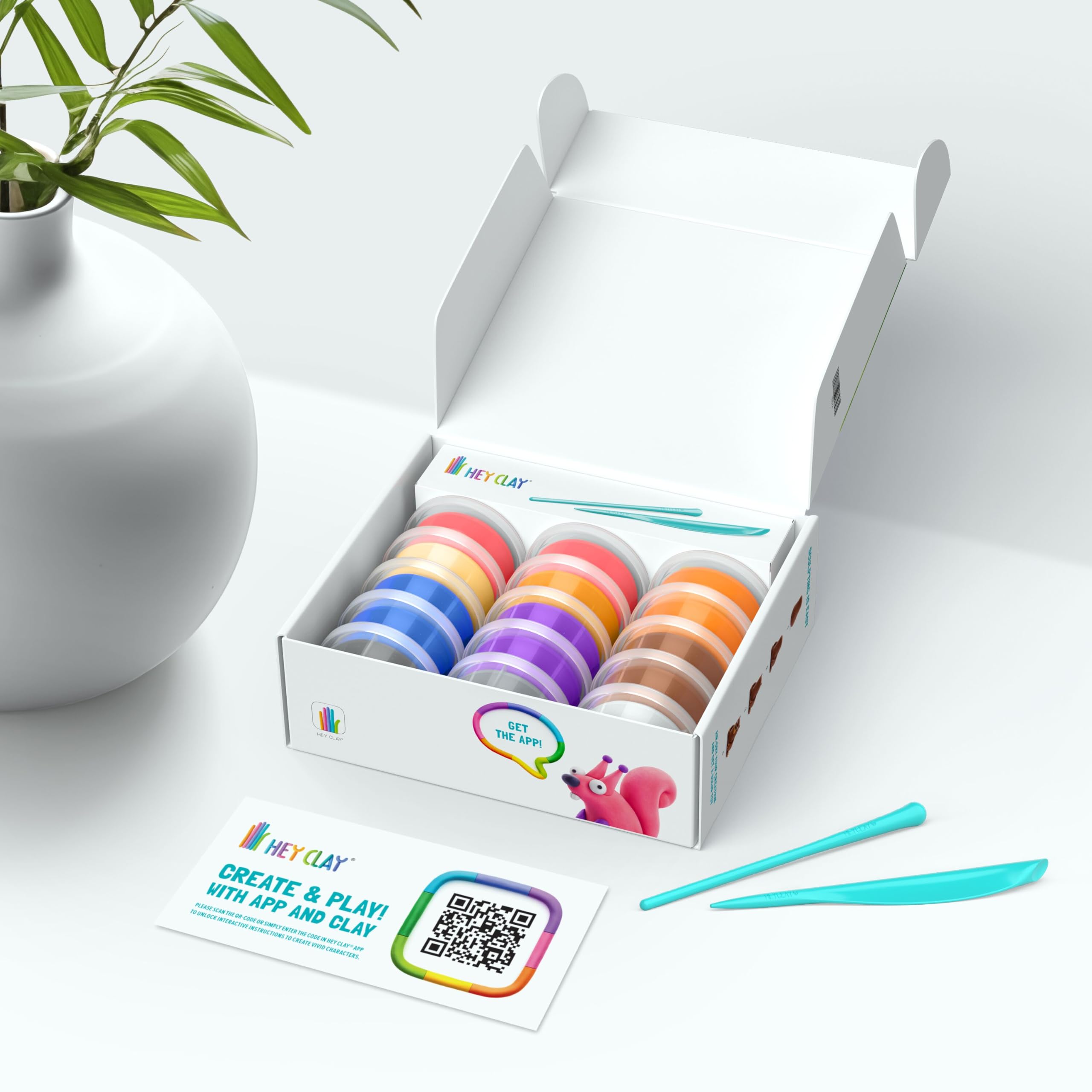 HEY CLAY Air Dry Clay - 15 Cans, Tools, App Access | Vibrant Colors | Ages 3+